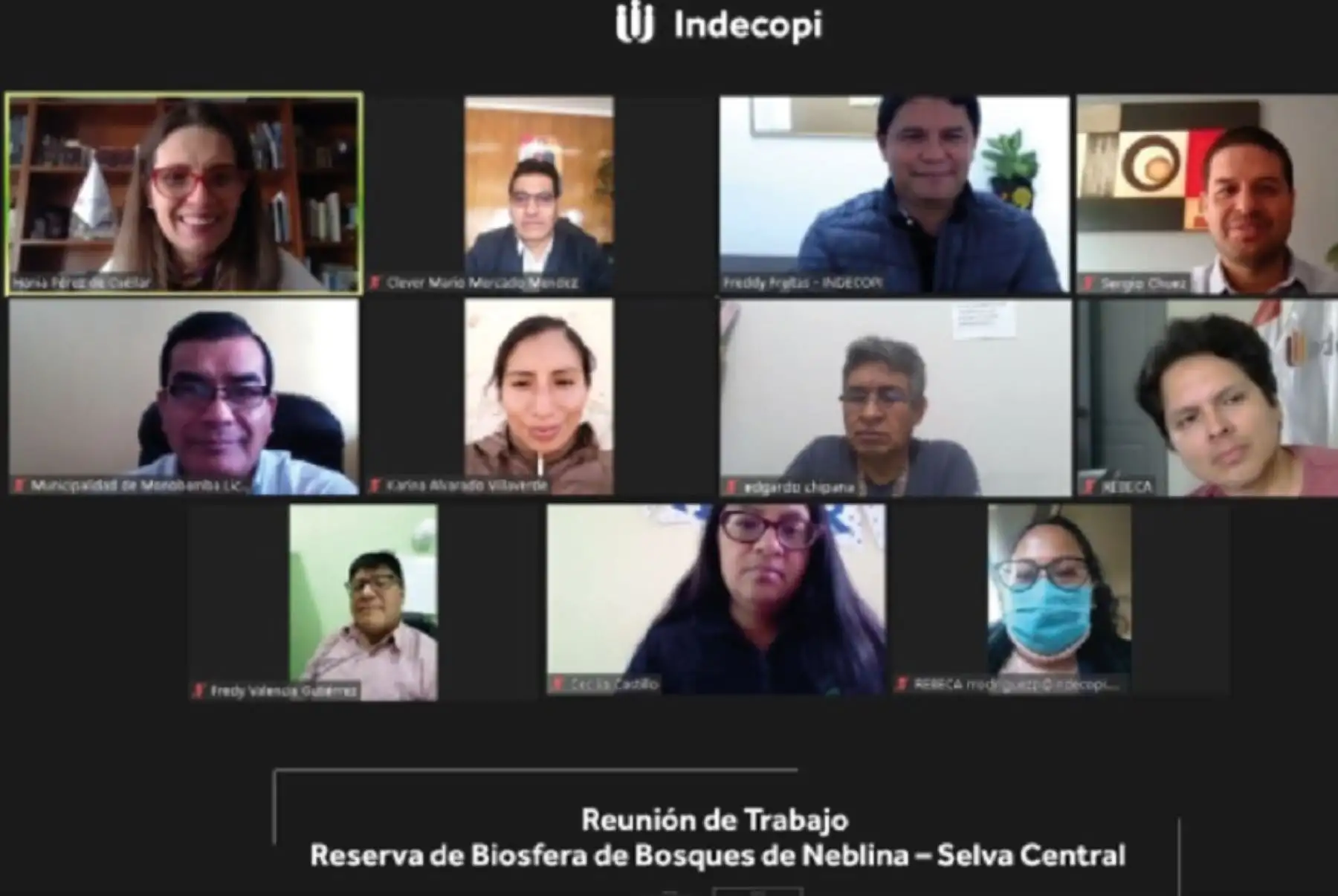 La presidenta Ejecutiva del Indecopi, Hania Pérez de Cuéllar, ofreció las herramientas de propiedad intelectual a las autoridades de las provincias de Tarma, Jauja, Concepción Chanchamayo y Satipo, que comprenden la zona del “Bosque de Neblina Selva Central” para que puedan emplearlas en la puesta en valor de sus actividades económicas. Foto: Indecopi