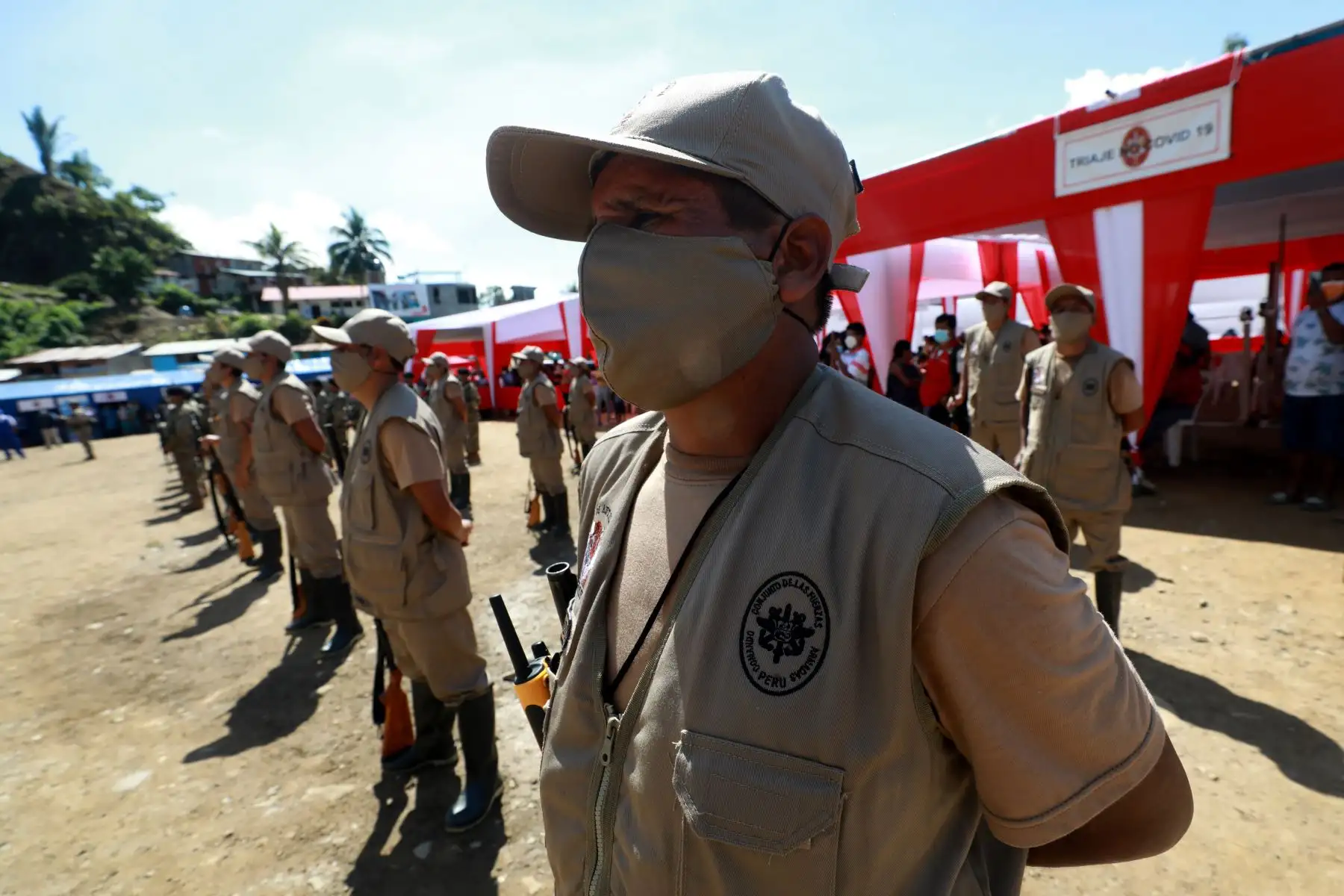 La ministra de Defensa, Nuria Esparch, inauguró  una base militar contraterrorista en el centro poblado de San Miguel del Ene, distrito de Vizcatán del Ene, en la provincia de Satipo, región Junín.
Foto: Mindef