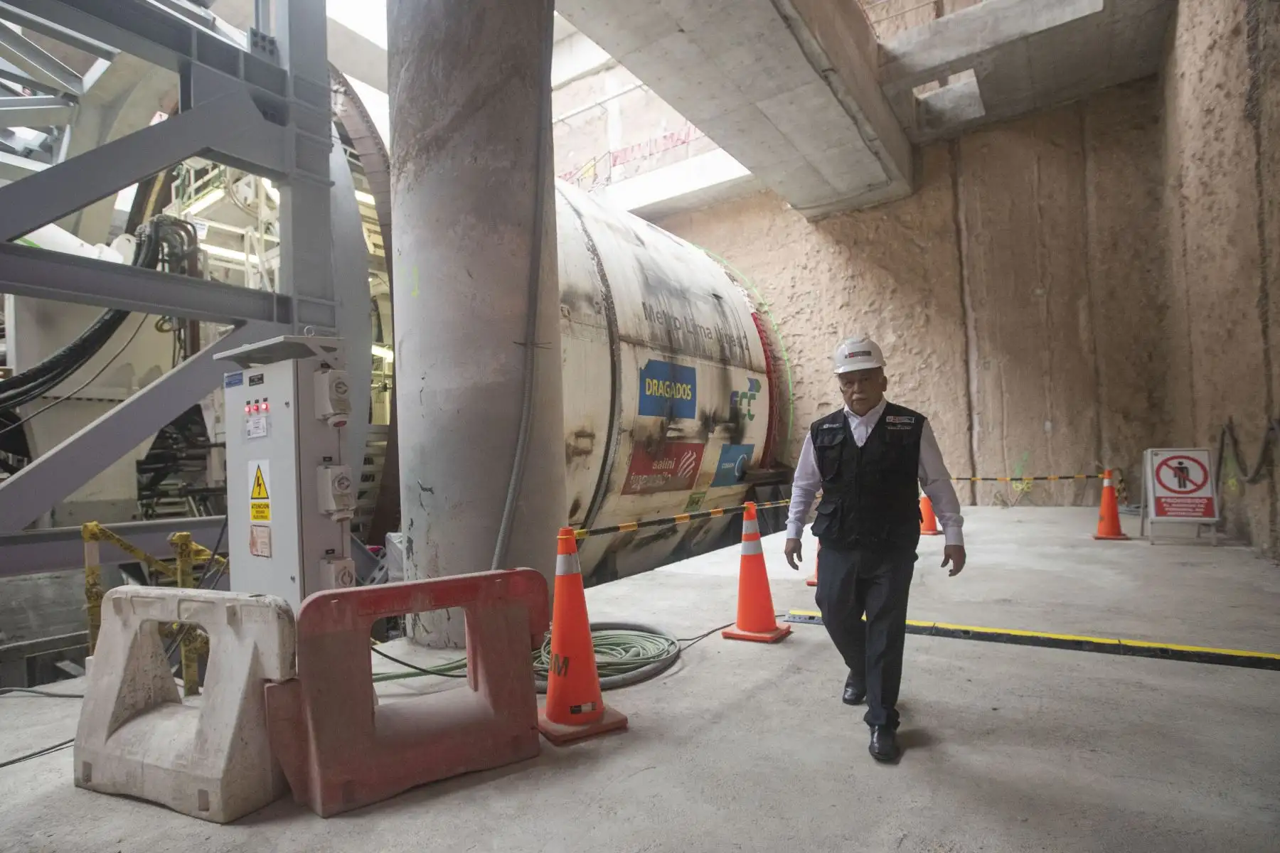 Recorrido por tres puntos del proyecto de la Línea 2 del Metro de Lima. Visita a la tuneladora que se encuentra en la Estación San Juan De Dios. Visita al Patio Taller de los trenes en el distrito de Santa Anita. Visita a la Estación 24 “Mercado de Santa Anita” la cual ya se encuentra casi finalizada. Foto: ANDINA/Carla Patiño