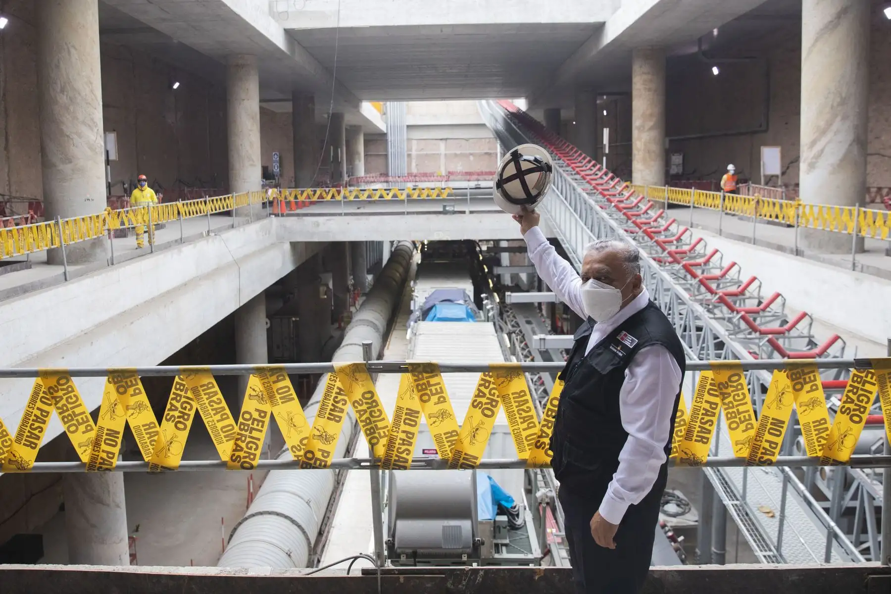 Recorrido por tres puntos del proyecto de la Línea 2 del Metro de Lima. Visita a la tuneladora que se encuentra en la Estación San Juan De Dios. Visita al Patio Taller de los trenes en el distrito de Santa Anita. Visita a la Estación 24 “Mercado de Santa Anita” la cual ya se encuentra casi finalizada. Foto: ANDINA/Carla Patiño