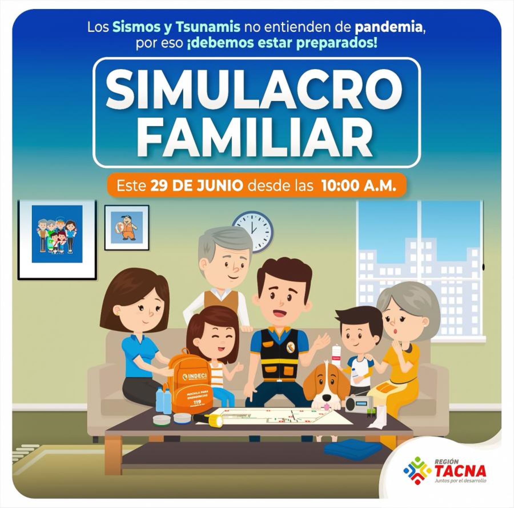 Tacna: programan simulacro de sismo de 8 grados dirigido al núcleo familiar