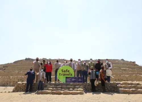 La Ciudad Sagrada de Caral, ubicada en la provincia limeña de Barranca, recibió el sello internacional Safe Travels que lo reconoce como destino turístico seguro ante la covid-19. ANDINA/Difusión