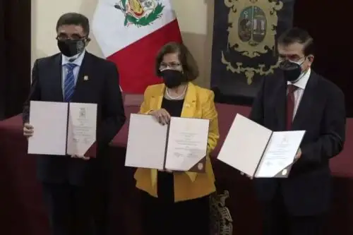 Jeri Ramón Ruffner recibió sus credenciales como rectora de San Marcos. Foto: Captura TV.