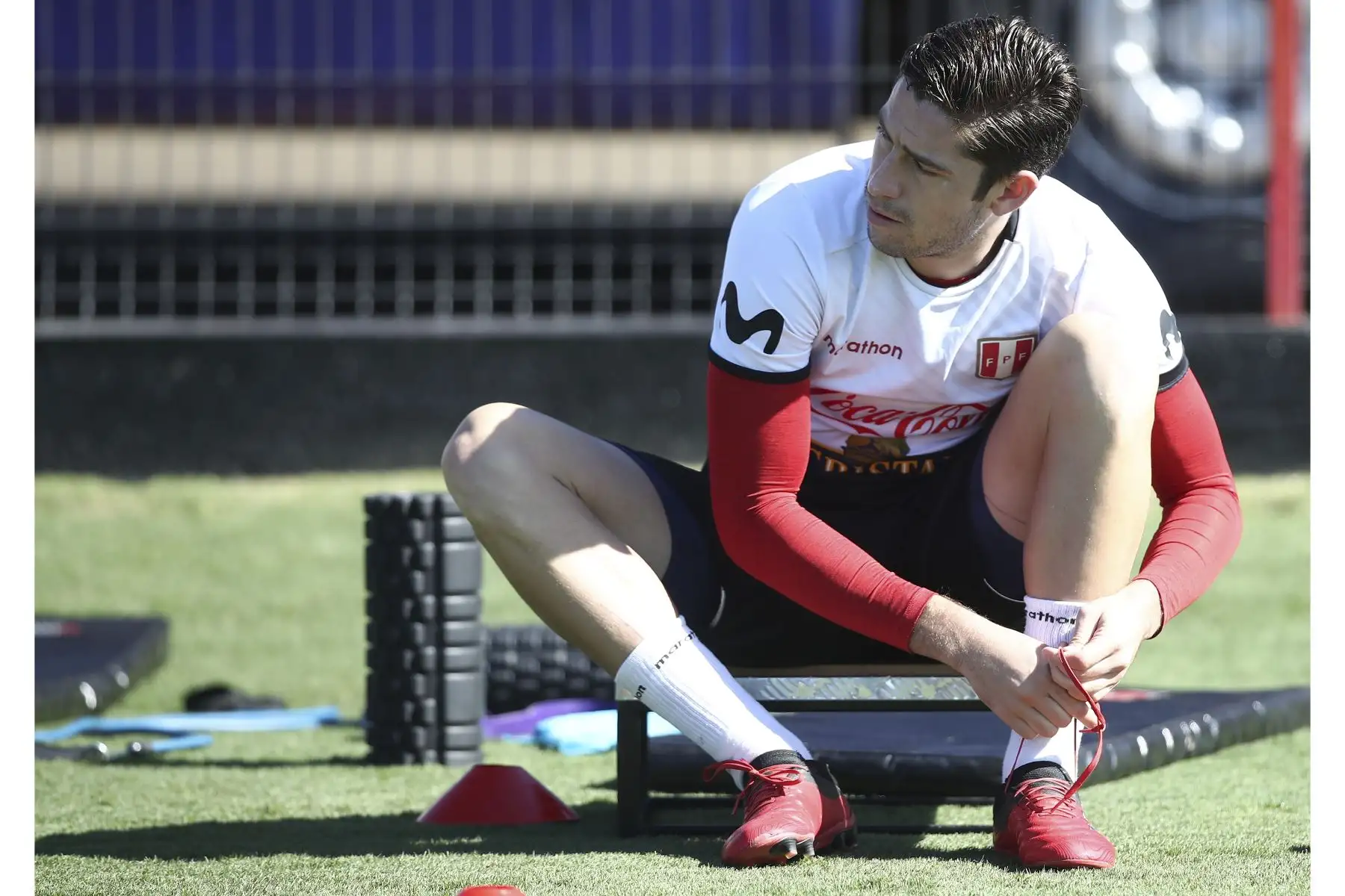 Santiago Ormeño de la Selección peruana trabajó por segundo día consecutivo para enfrentar este viernes a Paraguay por los cuartos de final de la Copa América. Foto: FPF