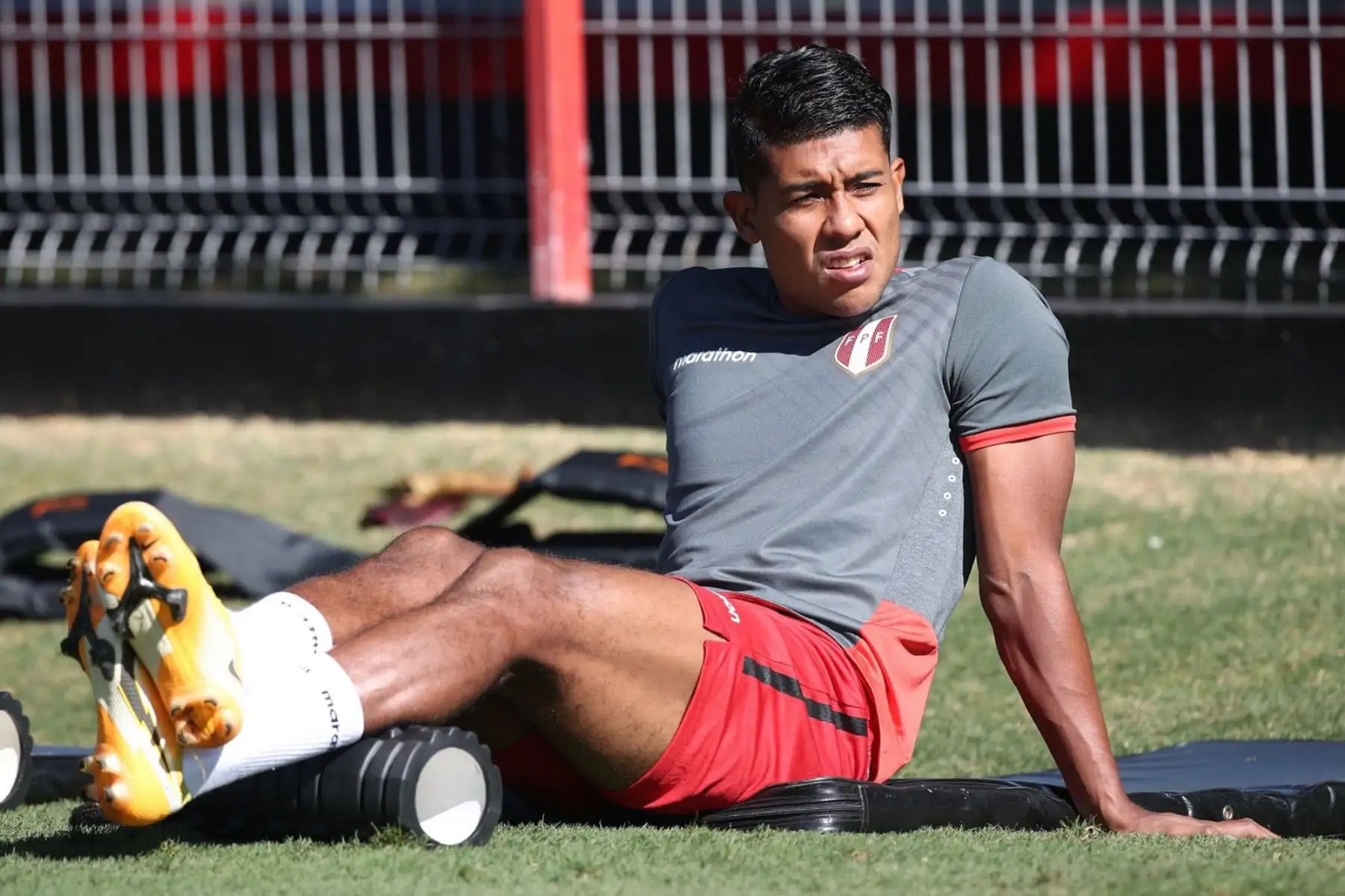 Alexis Arias  de la Selección Peruana entrena por tercer día en Goiania para enfrentar a Paraguay por los cuartos de final de la Copa América. Foto: ANDINA/FPF