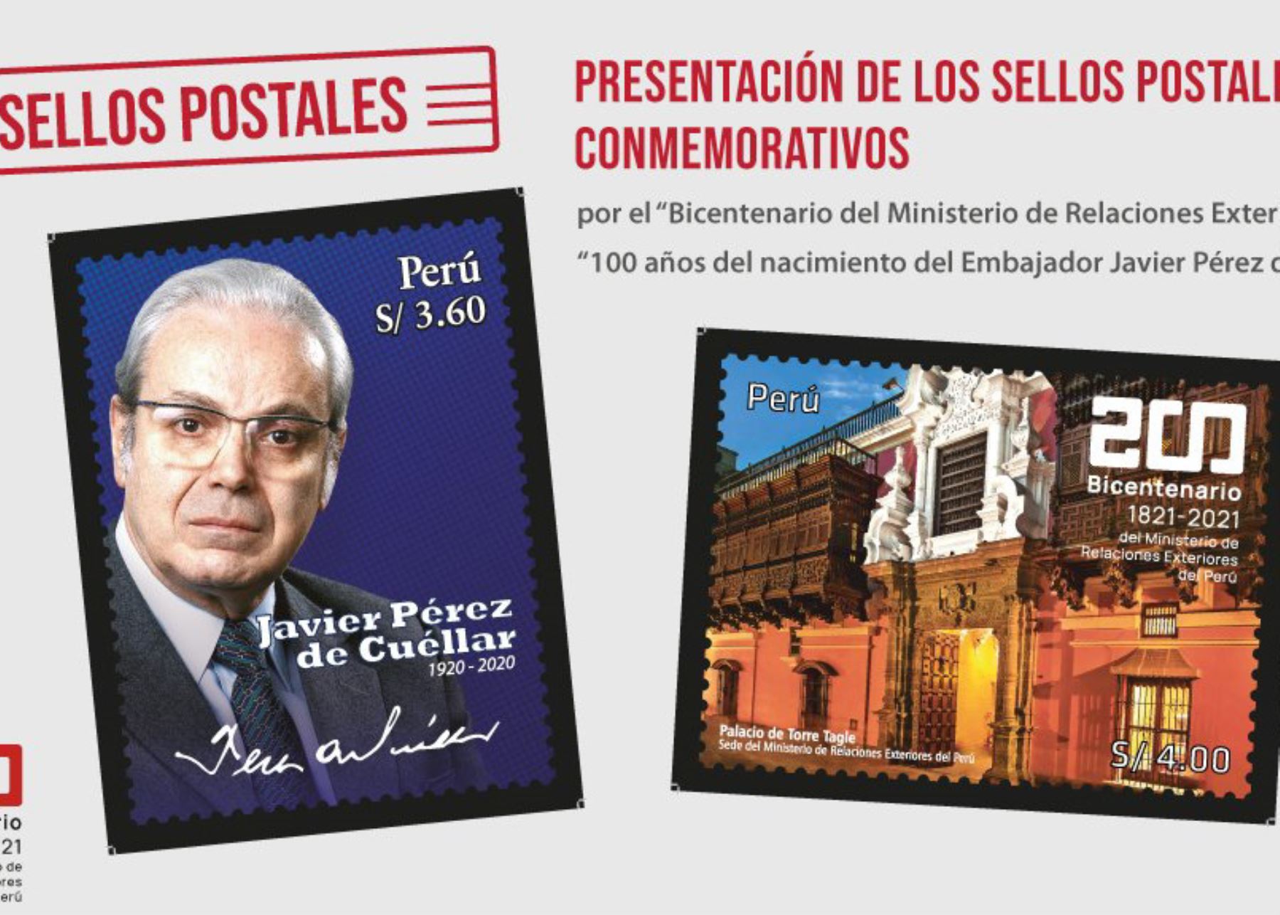 Sellos postales conmemorativos presentó la Cancillería.