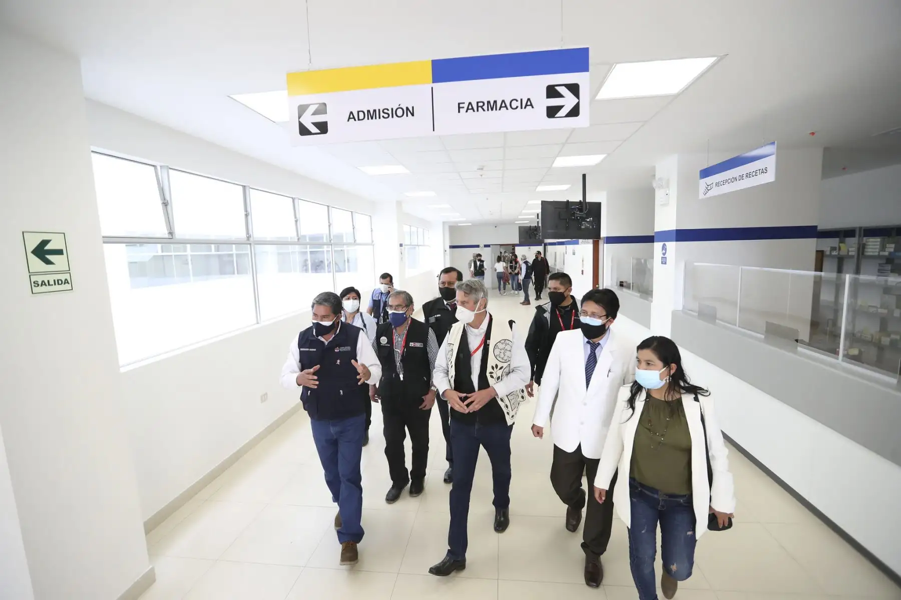 El presidente Francisco Sagasti junto al ministro de Salud, Oscar Ugarte, inspeccionó el Hospital Hermilio Valdizán en Huánuco, Foto: Prensa Presidencia