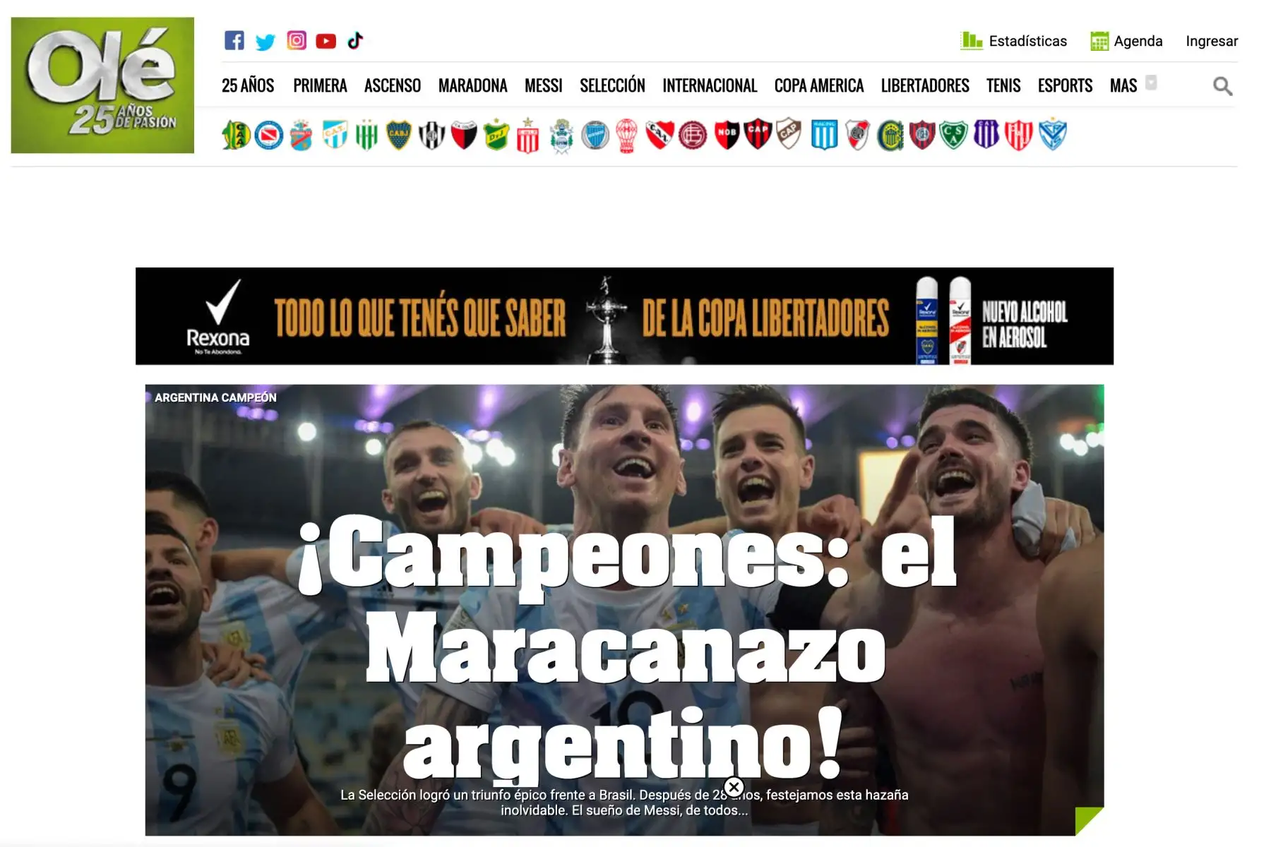 Así informan los medios extranjeros sobre el campeón de la Copa América. Foto: ANDINA/Difusión