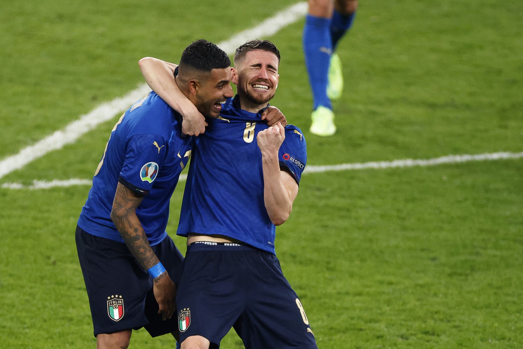 Los jugadores de Italia celebran ganar el partido de fútbol final de la UEFA EURO 2020 entre Italia e Inglaterra en el estadio de Wembley en Londres el 11 de julio de 2021