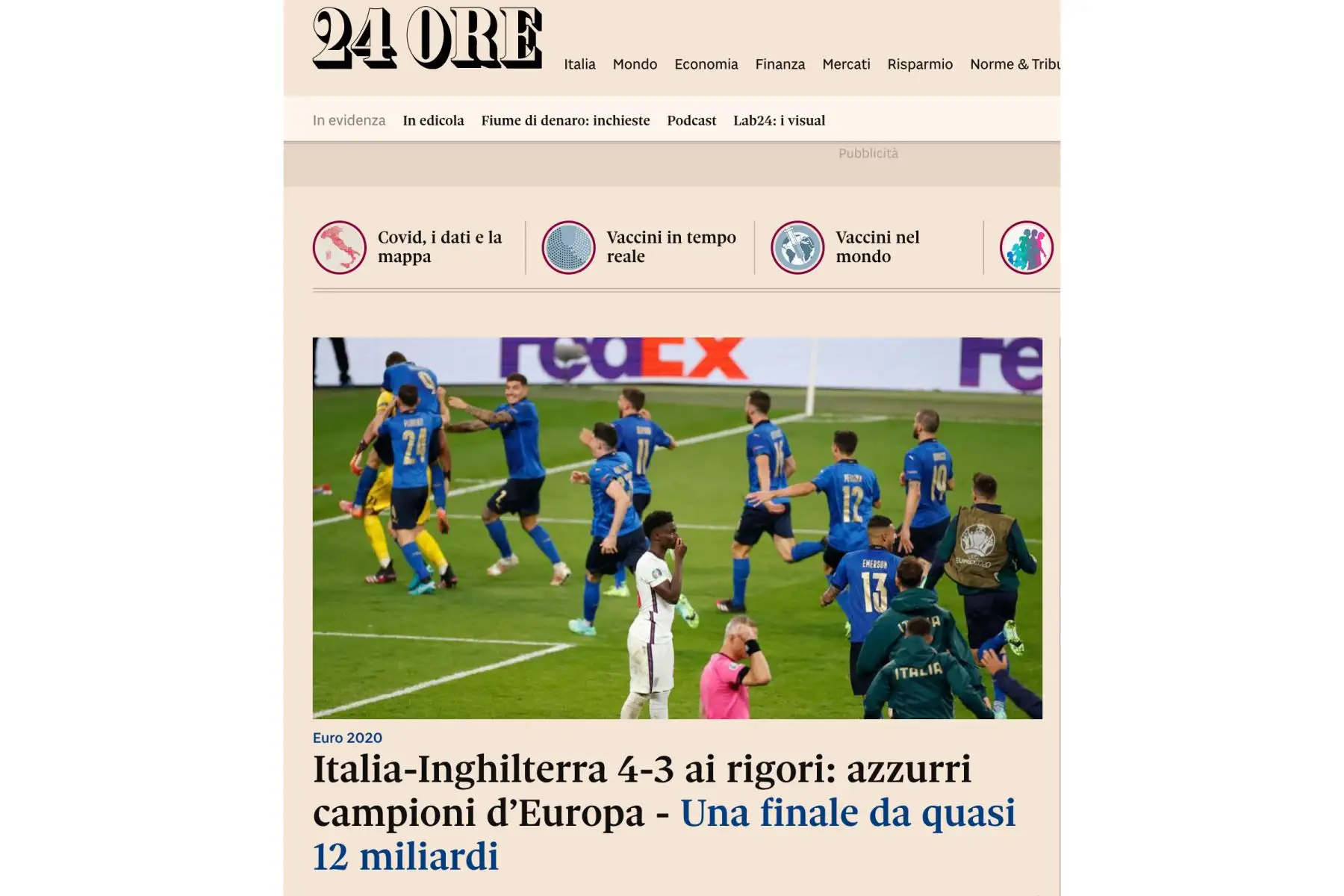 Así informan los medios de comunicación extranjeros sobre el campeonato europeo 2021. Italia ganó su segunda Eurocopa de su historia y lo celebra a lo grande. Foto: ANDINA/Captura TV.