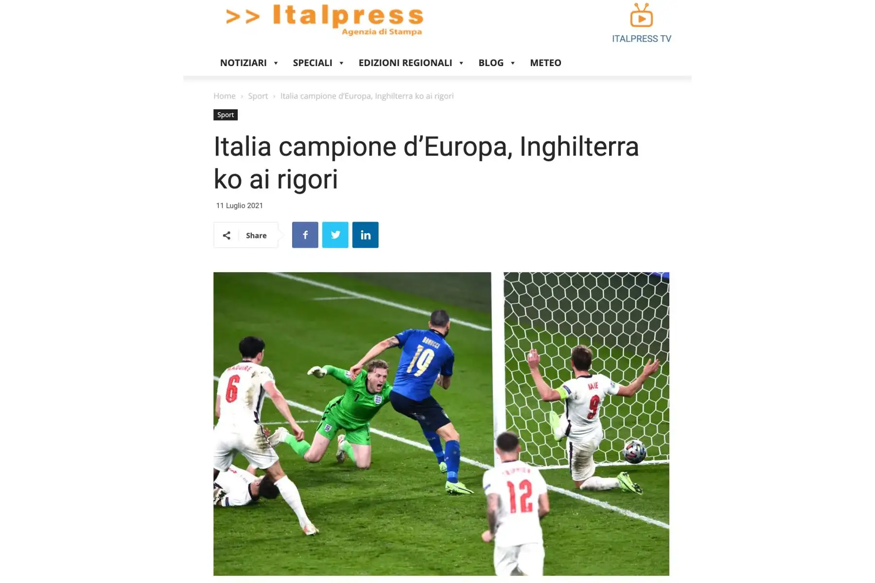 Así informan los medios de comunicación extranjeros sobre el campeonato europeo 2021. Italia ganó su segunda Eurocopa de su historia y lo celebra a lo grande. Foto: ANDINA/Captura TV.
