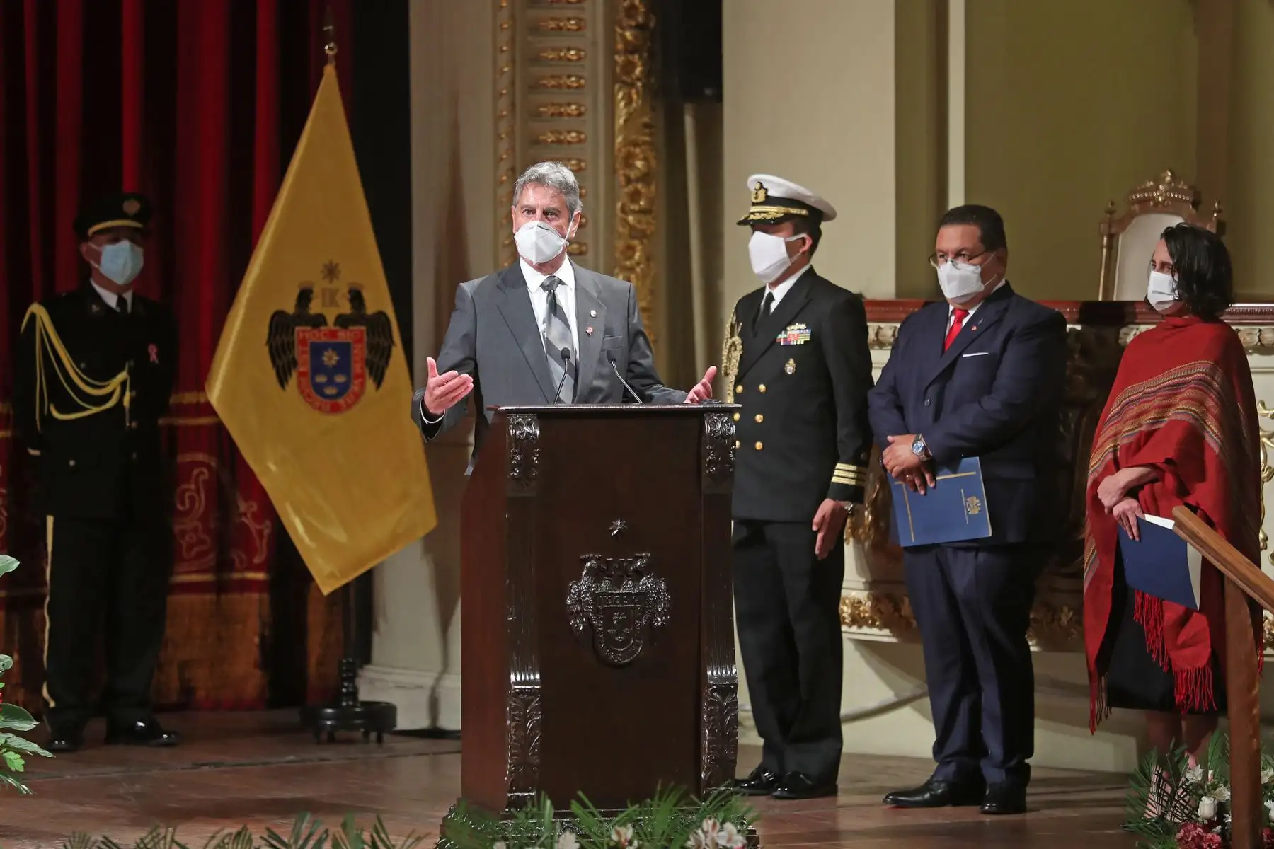 El presidente Francisco Sagasti, participa en la ceremonia de conmemoración de los 200 años de la firma del Acta de Declaración de la Independencia del Perú. 

Foto: ANDINA/Prensa Presidencia