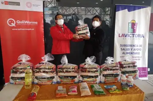 Entrega de alimentos de Qali Warma a la municipalidad de La Victoria. Foto: Midis/Difusión.