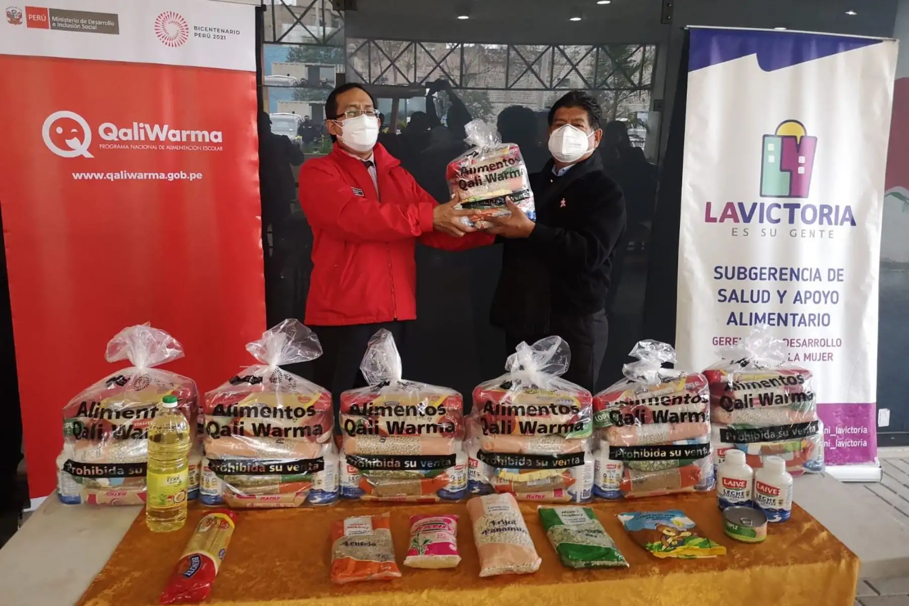 Entrega de alimentos de Qali Warma a la municipalidad de La Victoria. Foto: Midis/Difusión.