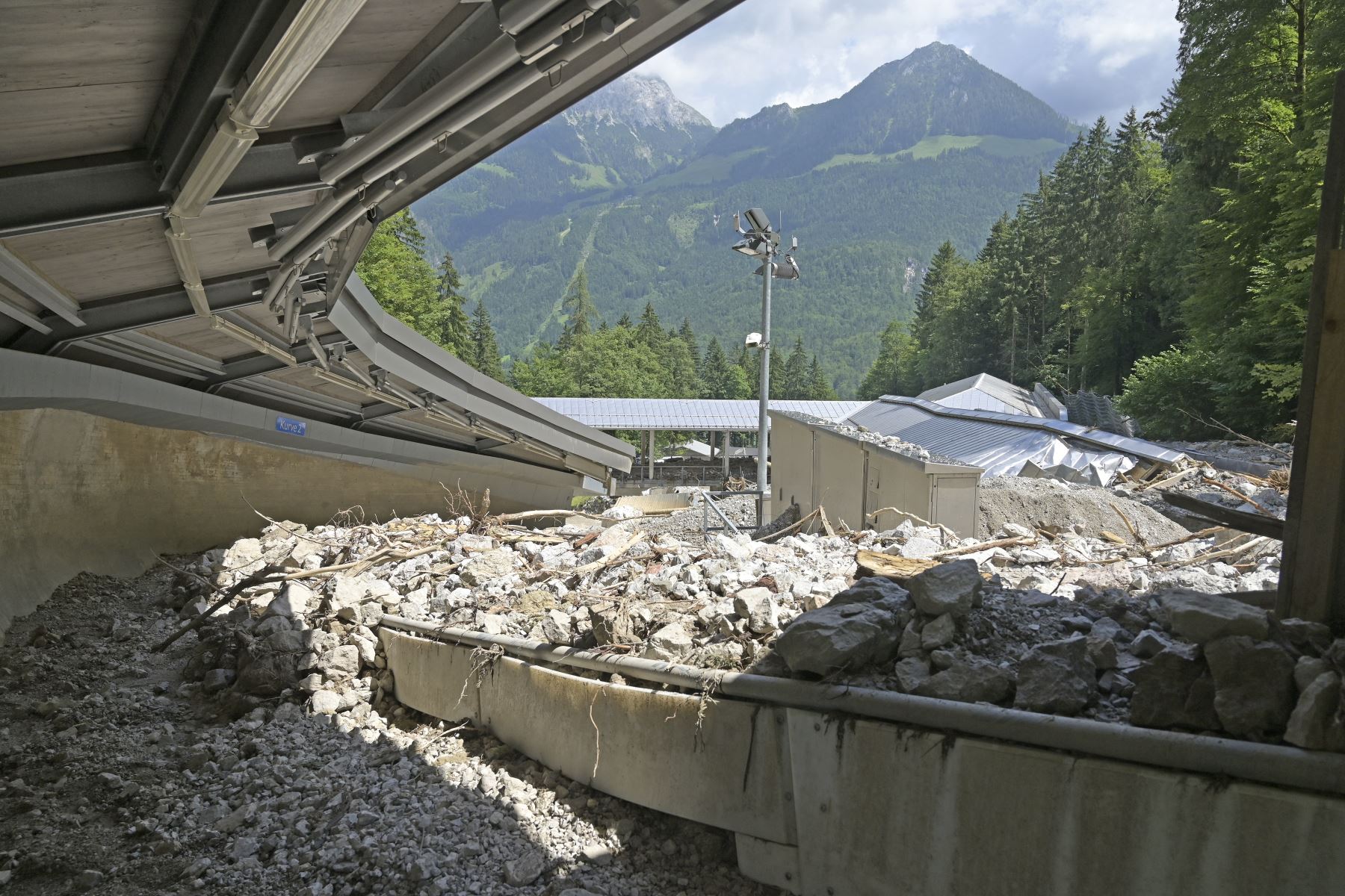 Los escombros de una devastada, en Koenigssee, en el sur de Alemania. Foto: AFP