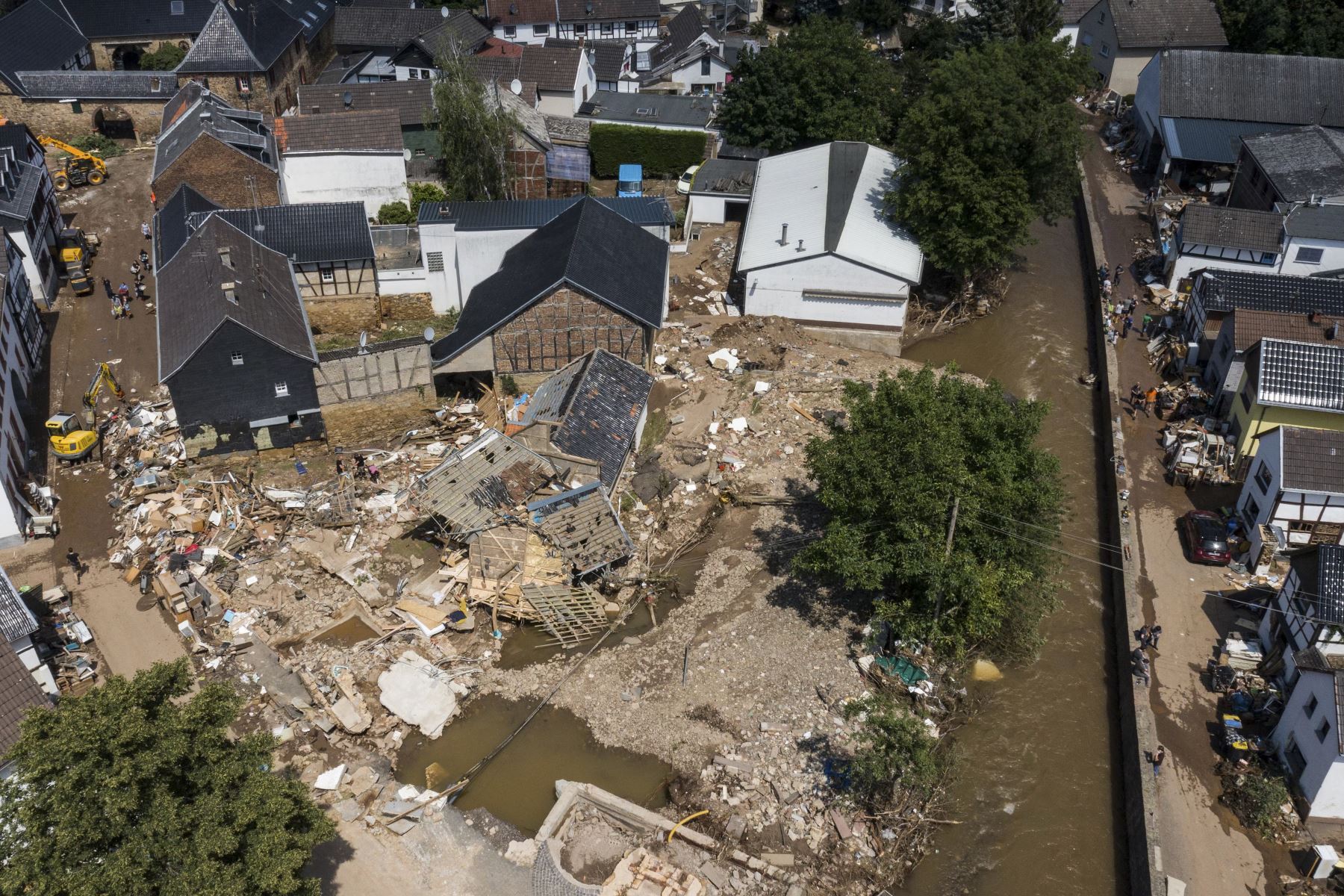 Una vista aérea muestra la aldea dañada de Iversheim en el oeste de Alemania. Foto: AFP