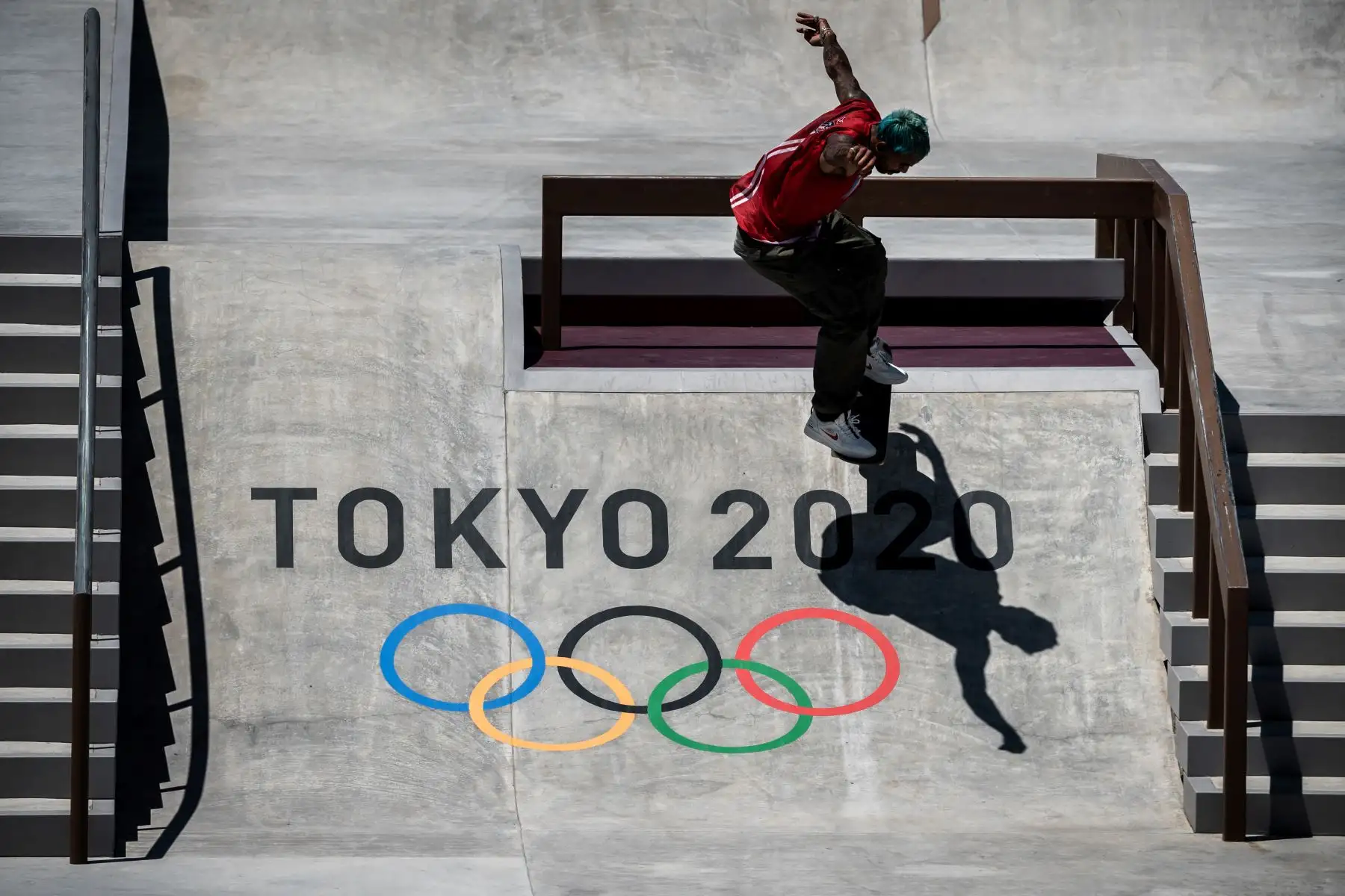 Manny Santiago de Puerto Rico practica en el Ariake Urban Sports Park antes de los Juegos Olímpicos de Tokio 2020. Foto: AFP