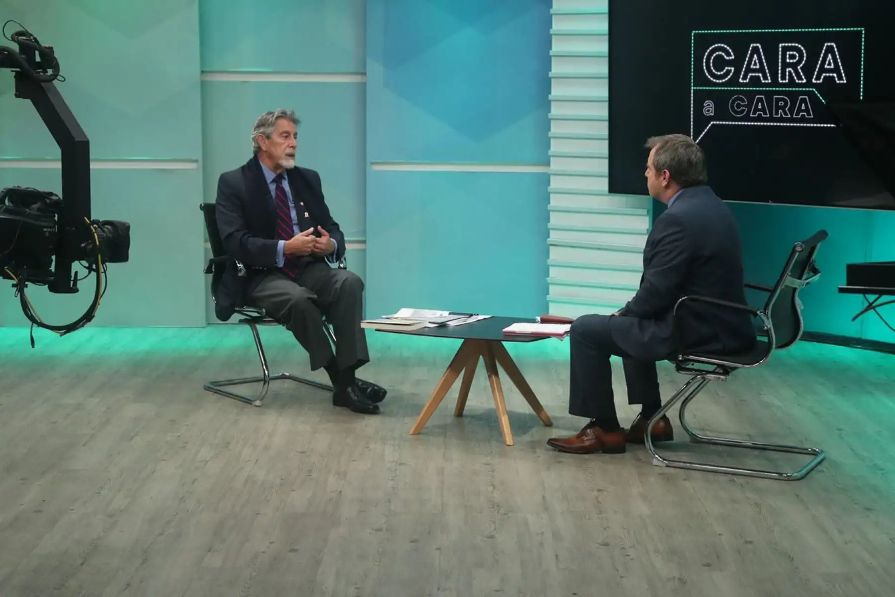 El presidente Francisco Sagasti brinda entrevista al programa Cara a Cara de TV Perú. Foto: ANDINA/Prensa Presidencia