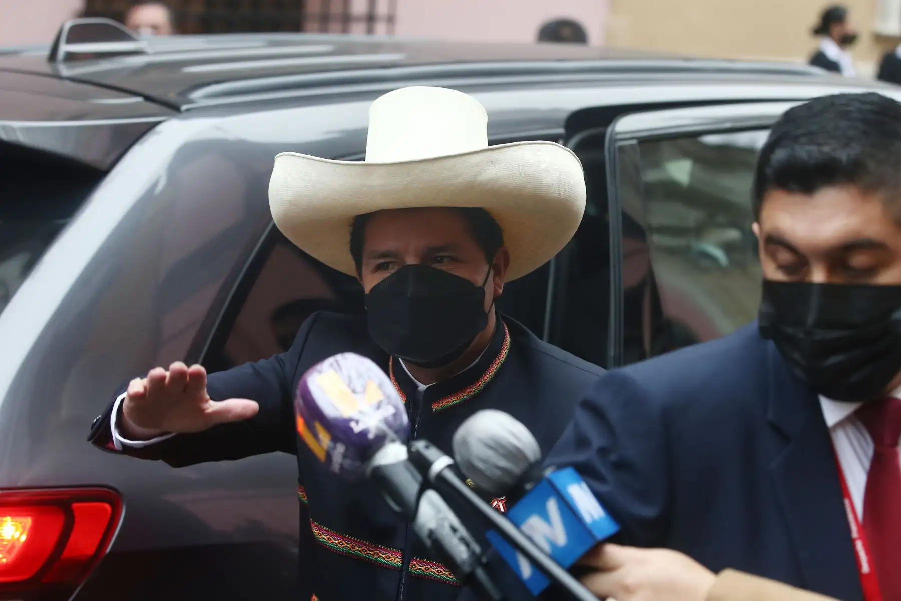 Llegada de presidente electo Pedro Castillo a Torre Tagle para recibir las órdenes nacionales como Presidente de la República. Foto: ANDINA/Vidal Tarqui.