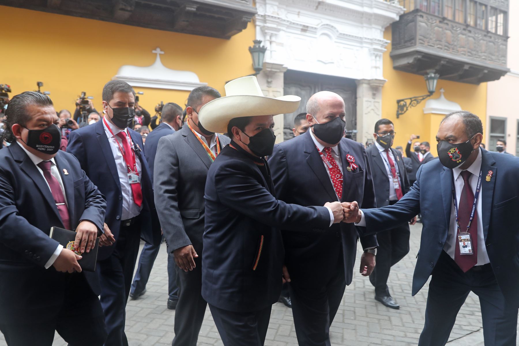 El presidente electo, Pedro Castillo Terrones, ya se encuentra en la sede de la Cancillería peruana, para participar en los actos oficiales de la Transmisión del Mando Supremo. Foto: ANDINA/ Prensa Presidencia