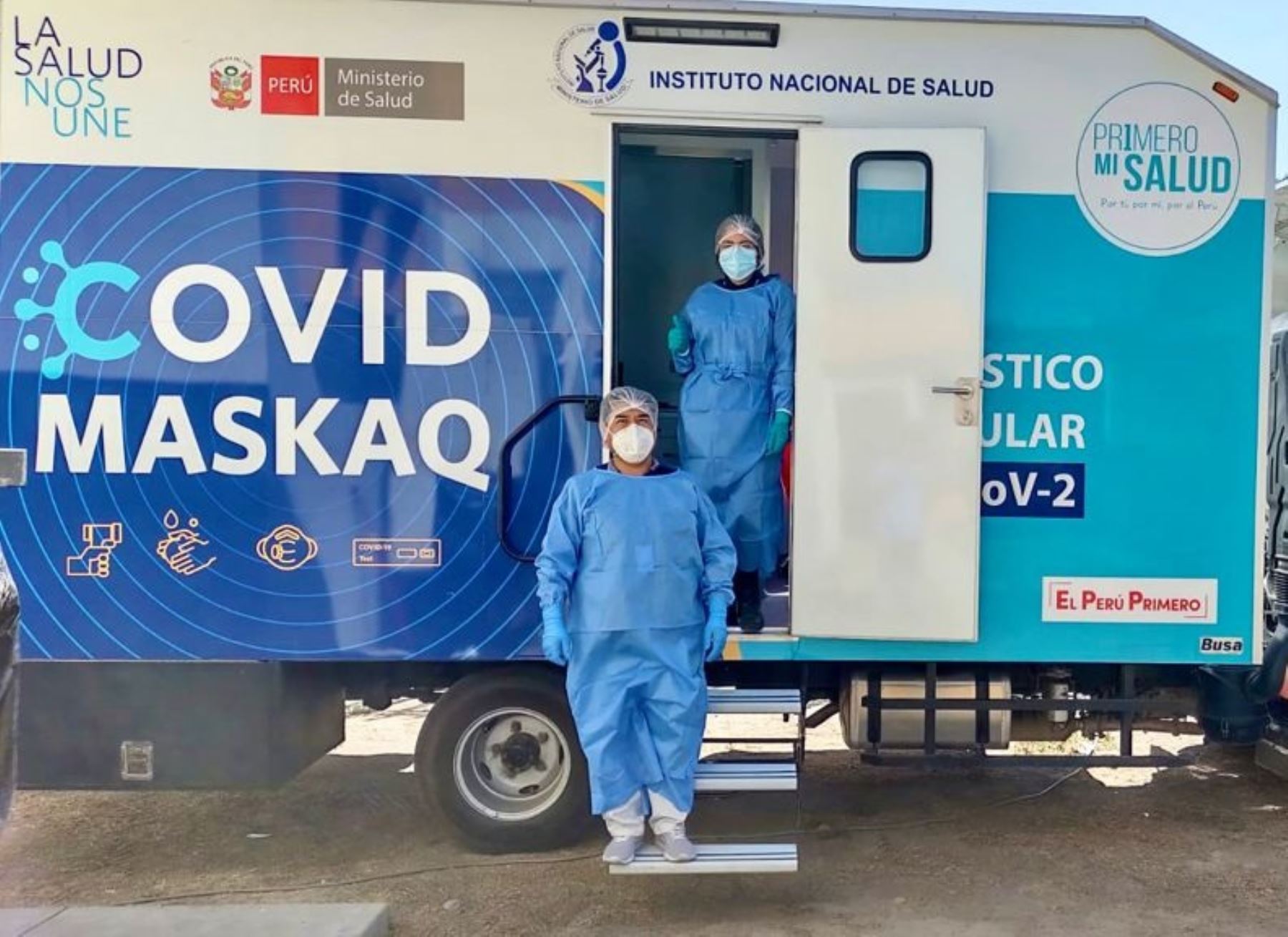 El laboratorio móvil Covid Maskaq realizó más de 50,000 diagnósticos de covid-19 en regiones desde el inicio de sus operaciones a la fecha. ANDINA/Difusión
