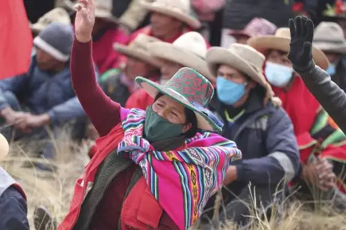 Integrantes de comunidades que protestan contra la minera Las Bambas. ANDINA/Difusión