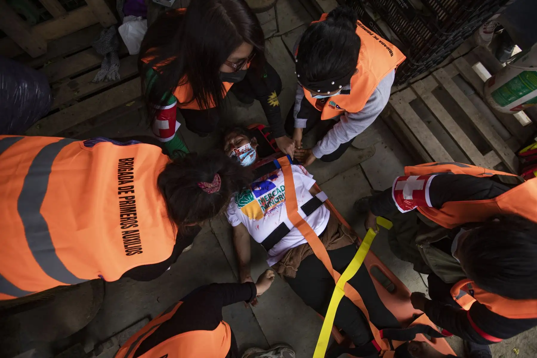 Empresa Municipal de Mercados, EMMSA, organiza primer Simulacro de Sismo en el Mercado Temporal Tierra Prometida en Lima.
Foto: MML