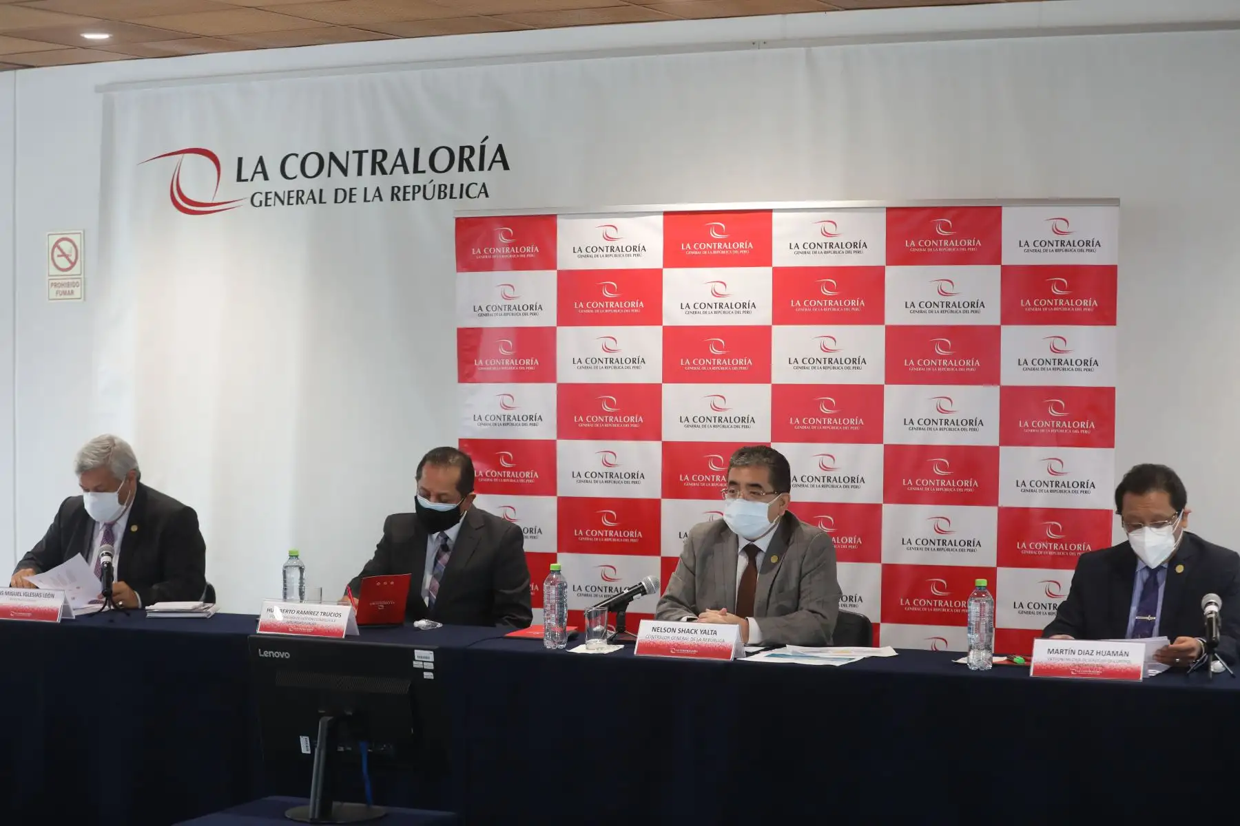 Conferencia de prensa del contralor Nelson Shack donde presenta informe de los principales resultados del control gubernamental ejecutado durante el segundo trimestre de 2021.
Foto: ANDINA/Andrés Valle