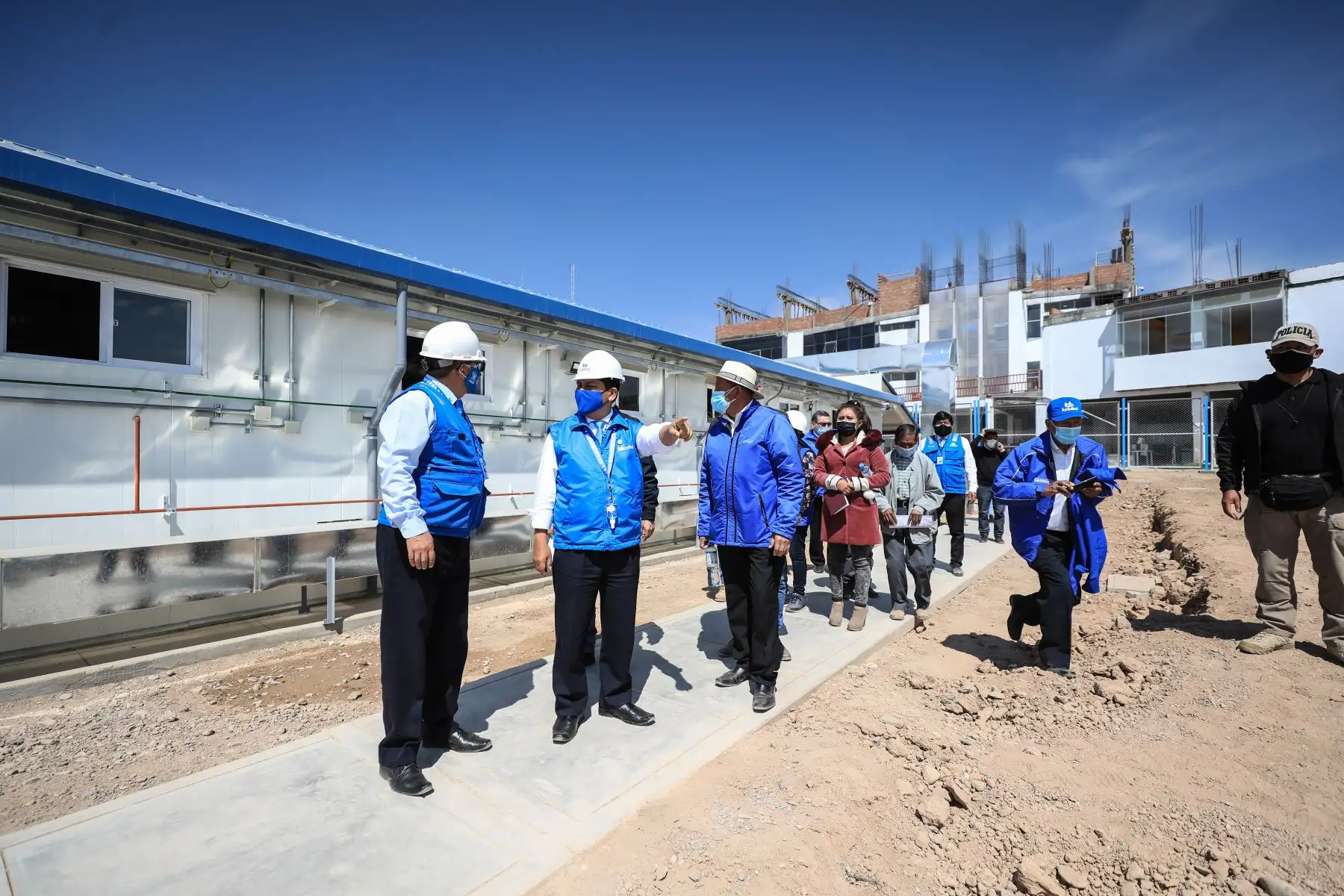 Presidente de EsSalud Dr. Mario Carhuapomal viajó a la región Junín para supervisar los avances en construcción del Hospital Bicentenario de Jauja, 1 de los 13 hospitales modulares que proyectan  inaugurar. Foto: ANDINA/Essalud