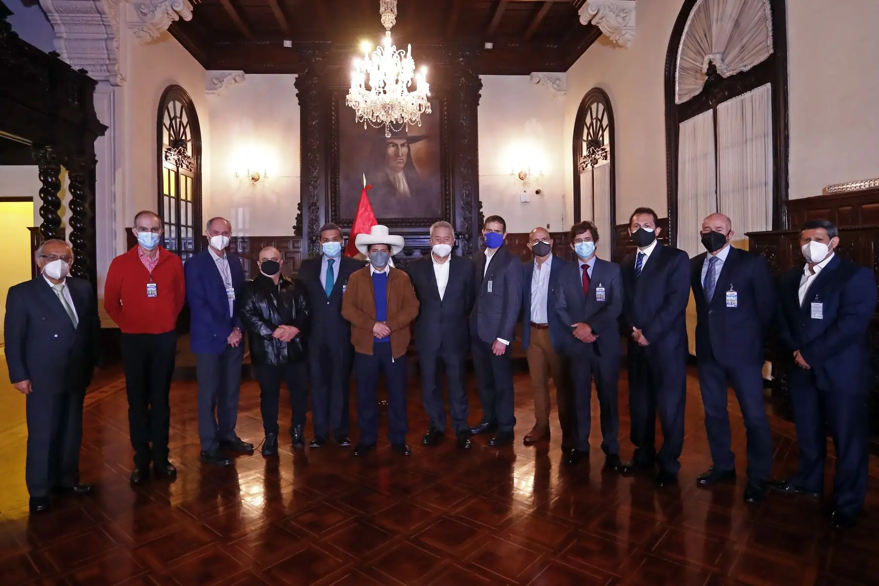 El presidente Pedro Castillo se reunió esta mañana con directivos de los medios de comunicación en Palacio de Gobierno. Foto: Presidencia
