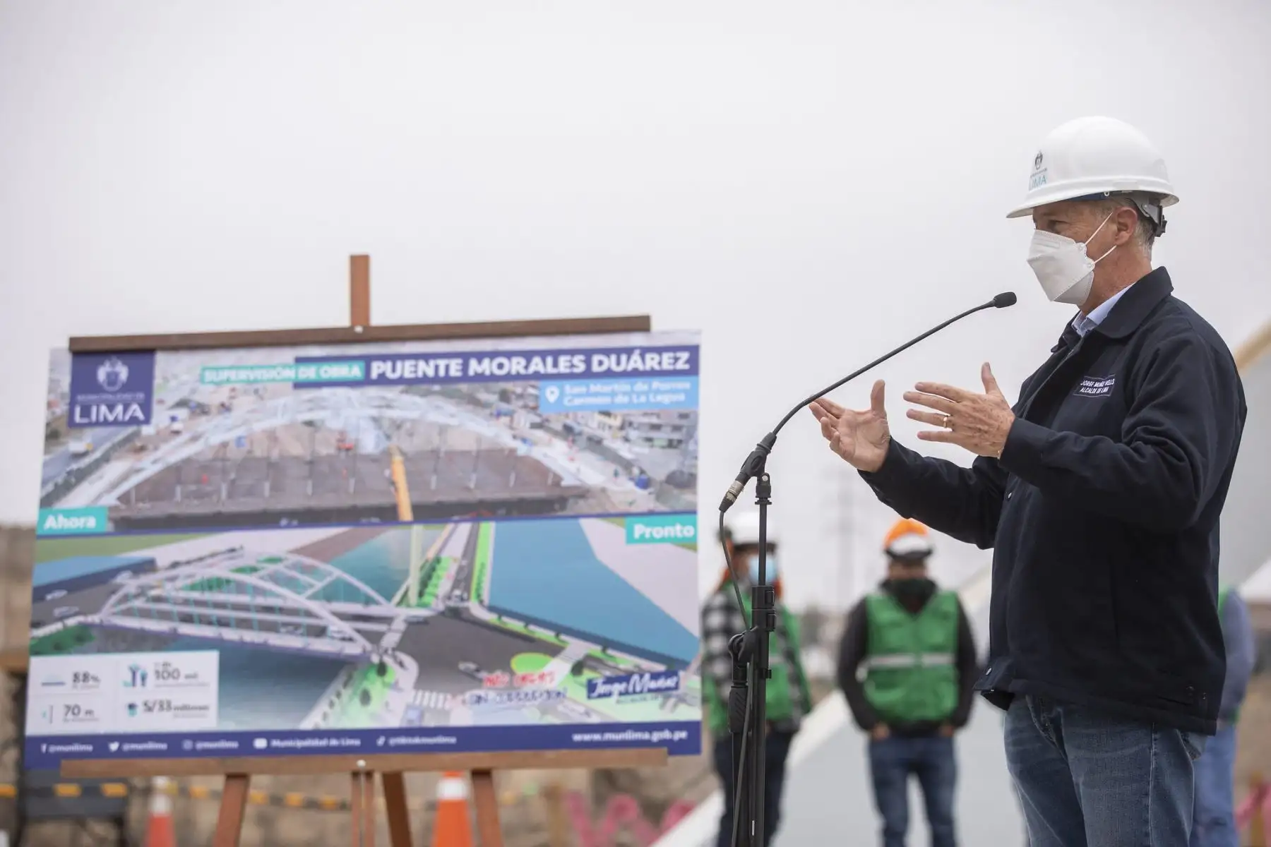El nuevo puente Morales Duárez, que será entregado a la ciudad el segundo semestre de este año, tendrá 70 metros de largo y 25 metros de ancho.

Foto:ANDINA/Municipalidad de Lima