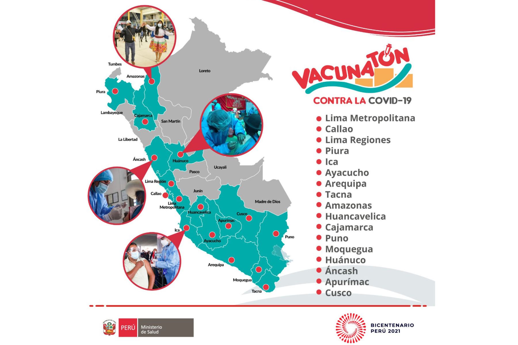 De forma exitosa, Ica, Puno y Huancavelica iniciaron Vacunatón contra el covid-19. Foto: Minsa.