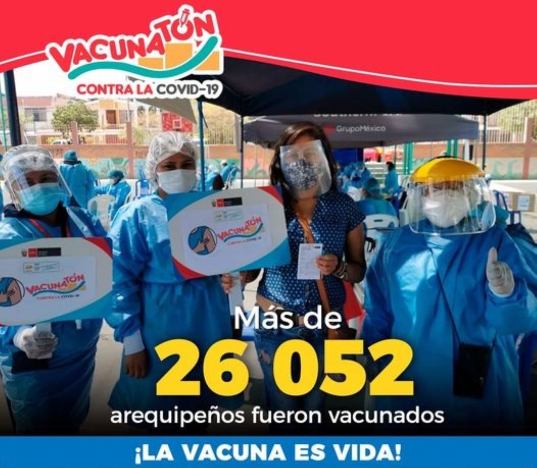 Más de 26,000 personas recibieron la primera dosis de la vacuna contra el covid-19 durante Vacunatón que se desarrolló en la región Arequipa el último fin de semana.