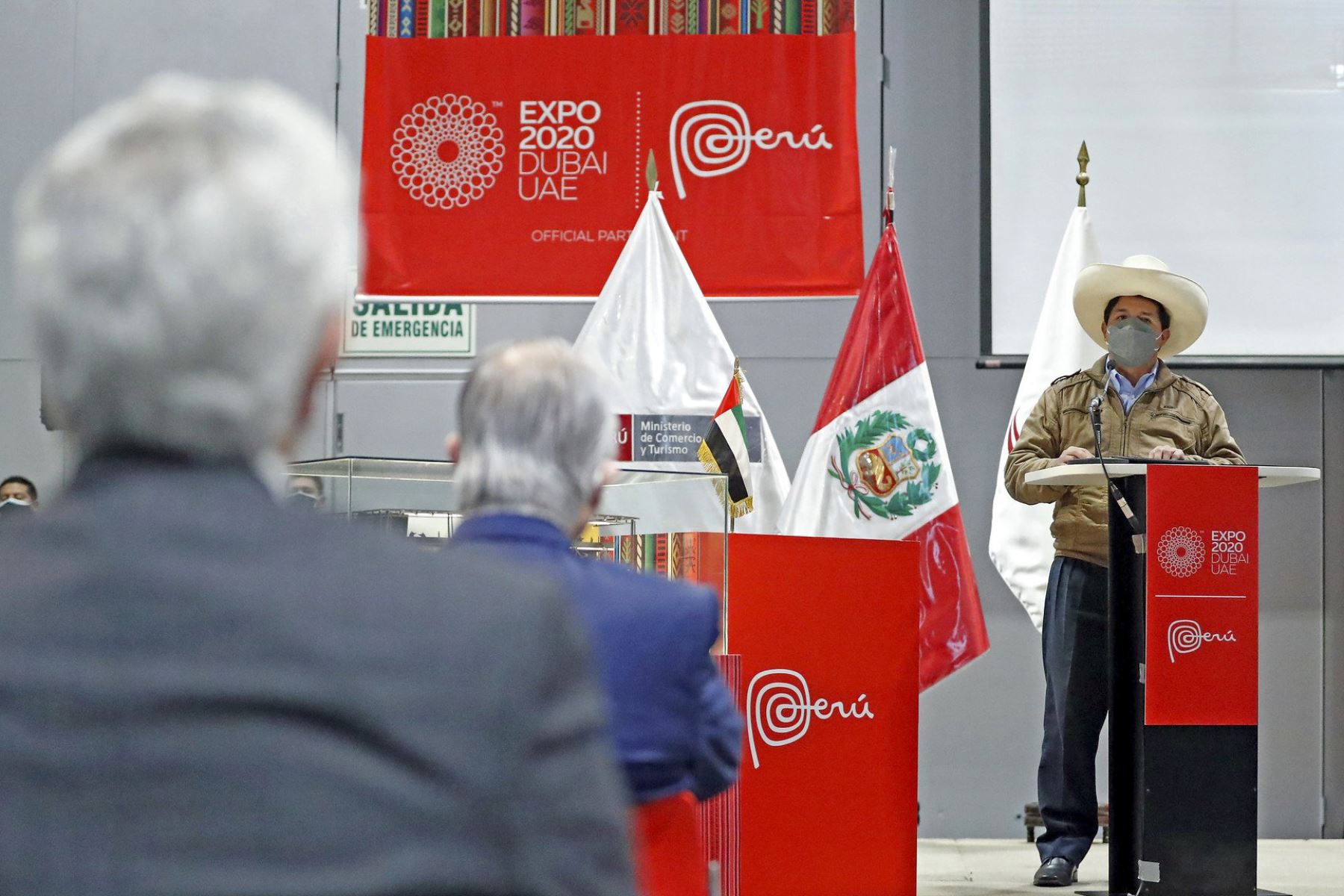 Presidente Pedro Castillo en presentación del pabellón Perú de la Expo Dubai. Foto: Presidencia