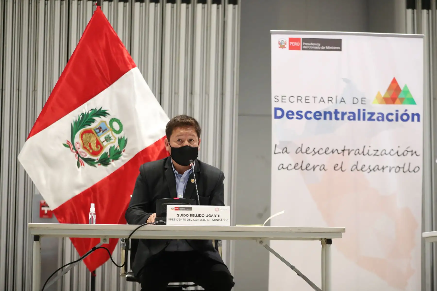 El titular de la PCM, Guido Bellido,  inaugura reunión de Fortalecimiento del trabajo articulado entre el gobierno nacional y los gobiernos locales en San Borja. Foto: ANDINA/PCM