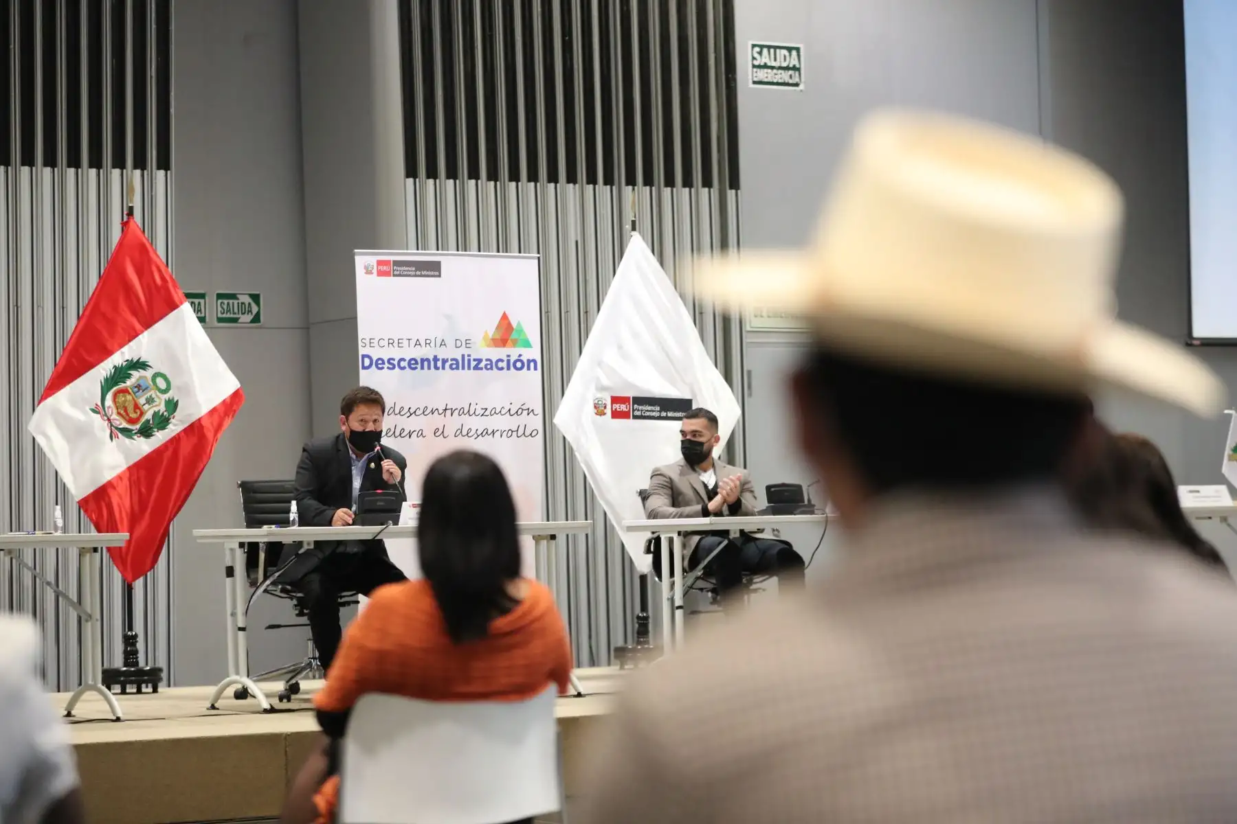 El titular de la PCM, Guido Bellido,  inaugura reunión de Fortalecimiento del trabajo articulado entre el gobierno nacional y los gobiernos locales en San Borja. Foto: ANDINA/PCM