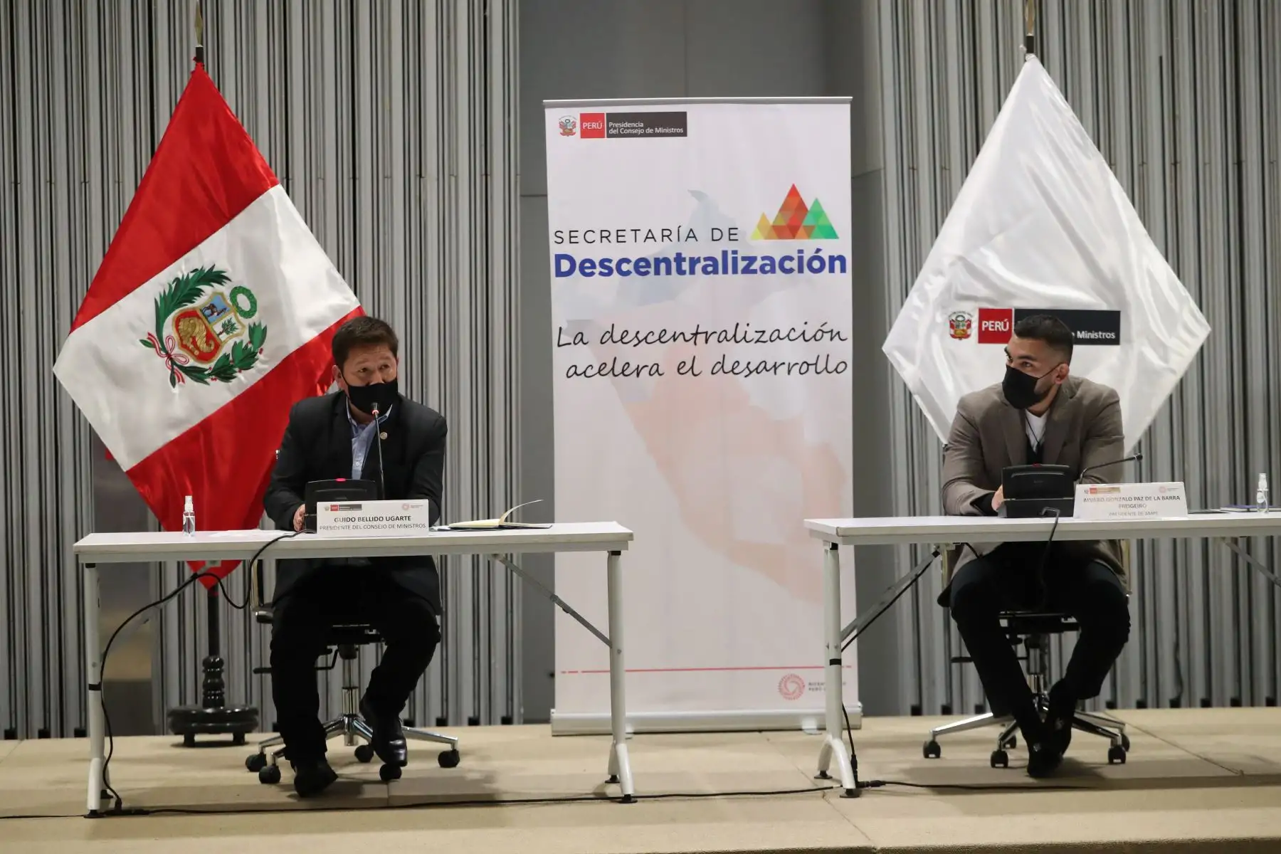 El titular de la PCM, Guido Bellido,  inaugura reunión de Fortalecimiento del trabajo articulado entre el gobierno nacional y los gobiernos locales en San Borja. Foto: ANDINA/PCM