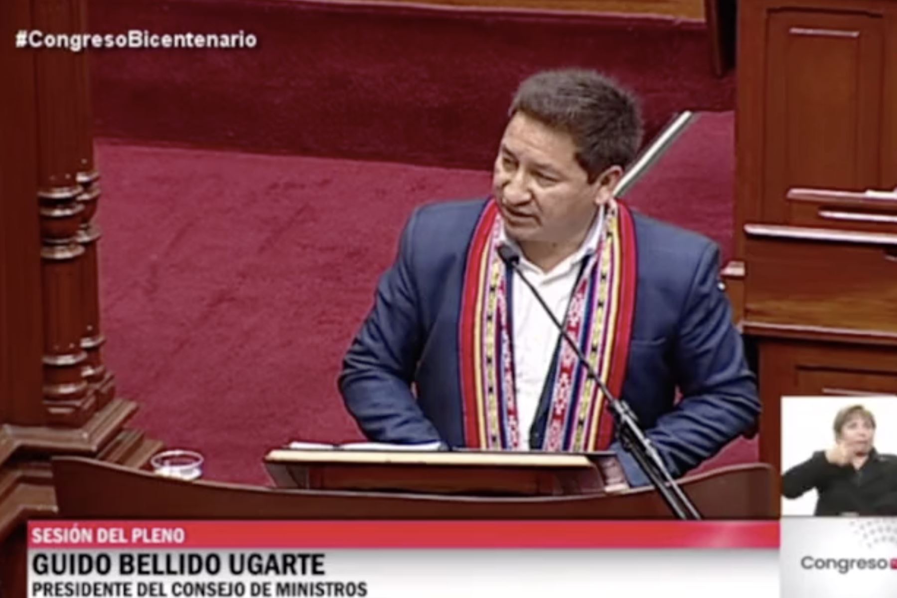 Presidente del Consejo de Ministros, Guido Bellido. Captura TV