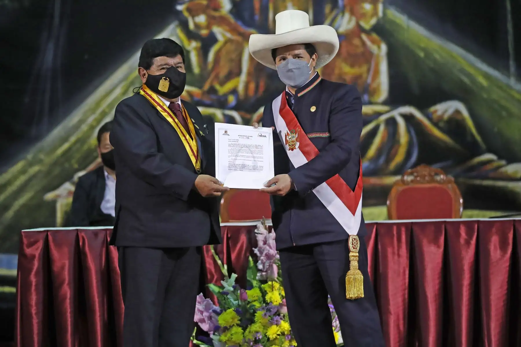 El presidente Pedro Castillo acompañado por la primera dama, ministros de Estado y autoridades locales, participó en diversas actividades por el 92.º aniversario de la reincorporación de Tacna. Foto: Presidencia