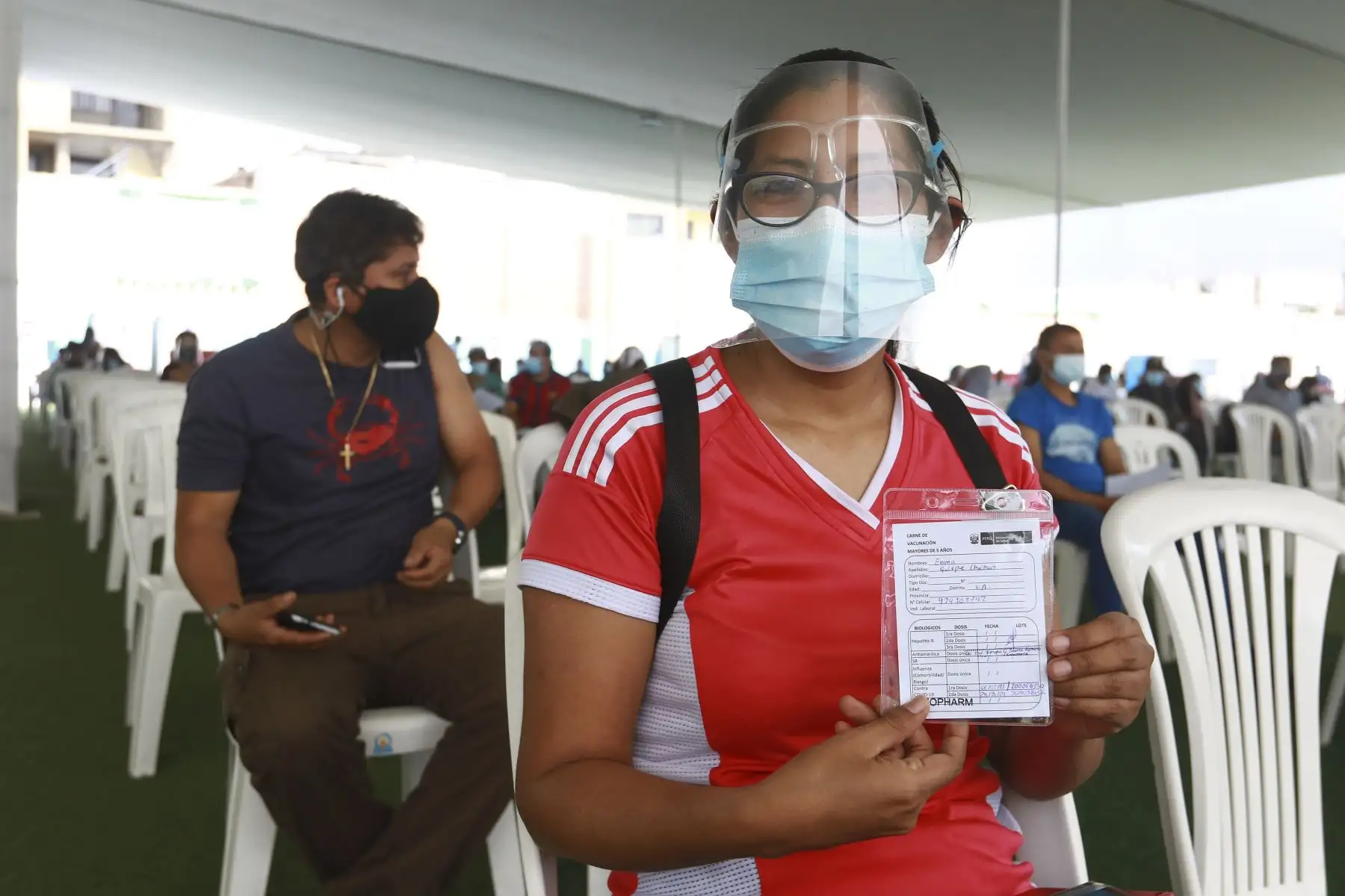 Así se desarrolla el sexto Vacunatón en el centro de inmunización ubicado en el Estadio Municipal de Santa Anita. Foto: ANDINA/Jhonel Rodríguez