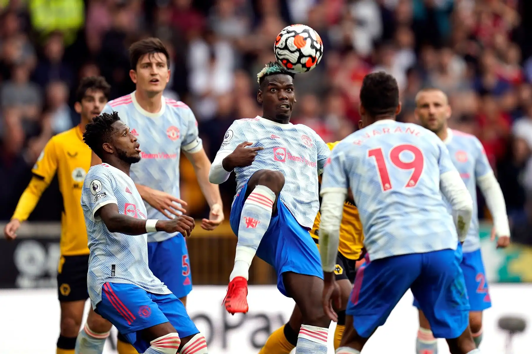 Paul Pogba del Manchester United en acción durante el partido de la Premier League. Foto: EFE