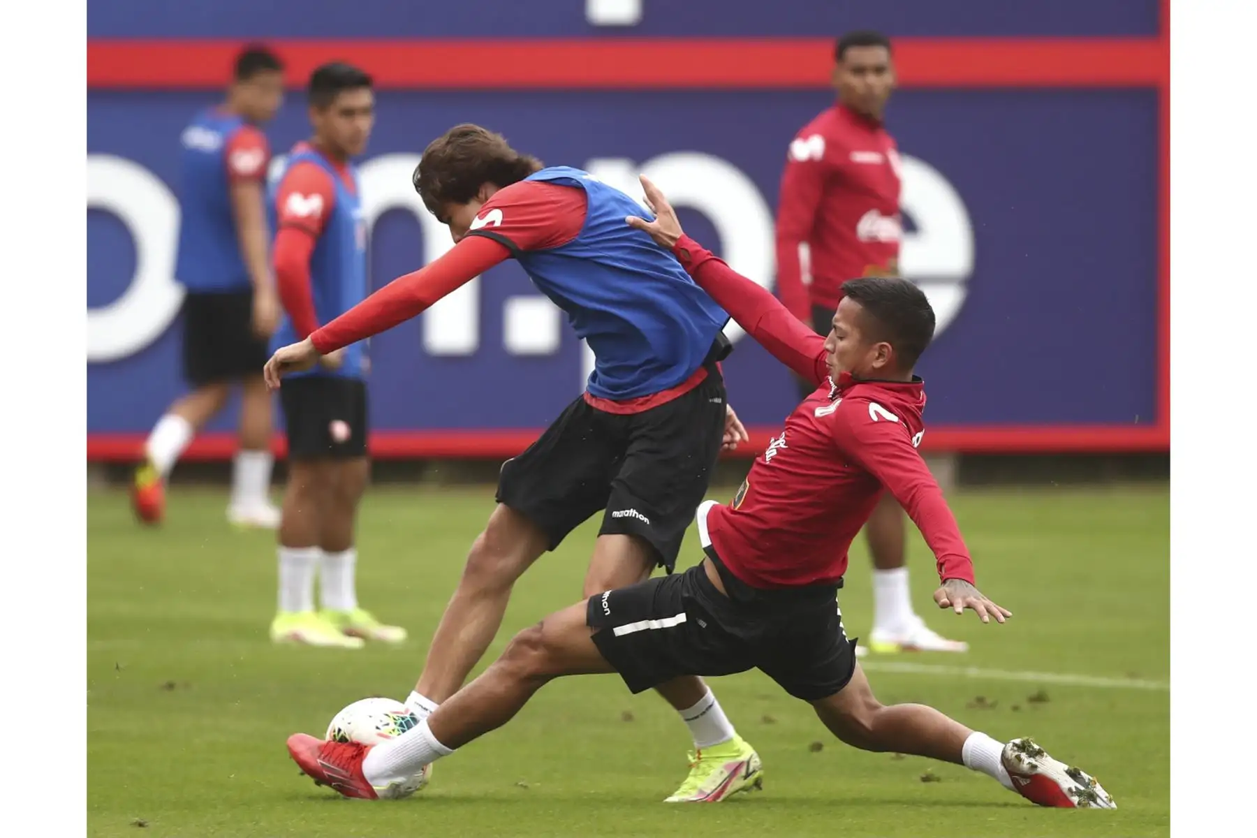 Selección peruana de fútbol completa su séptima  jornada de entrenamientos en el Complejo Deportivo de la FPF previos a su próximos encuentros por las eliminatorias a la Copa del Mundo Qatar 2022. Foto: FPF
