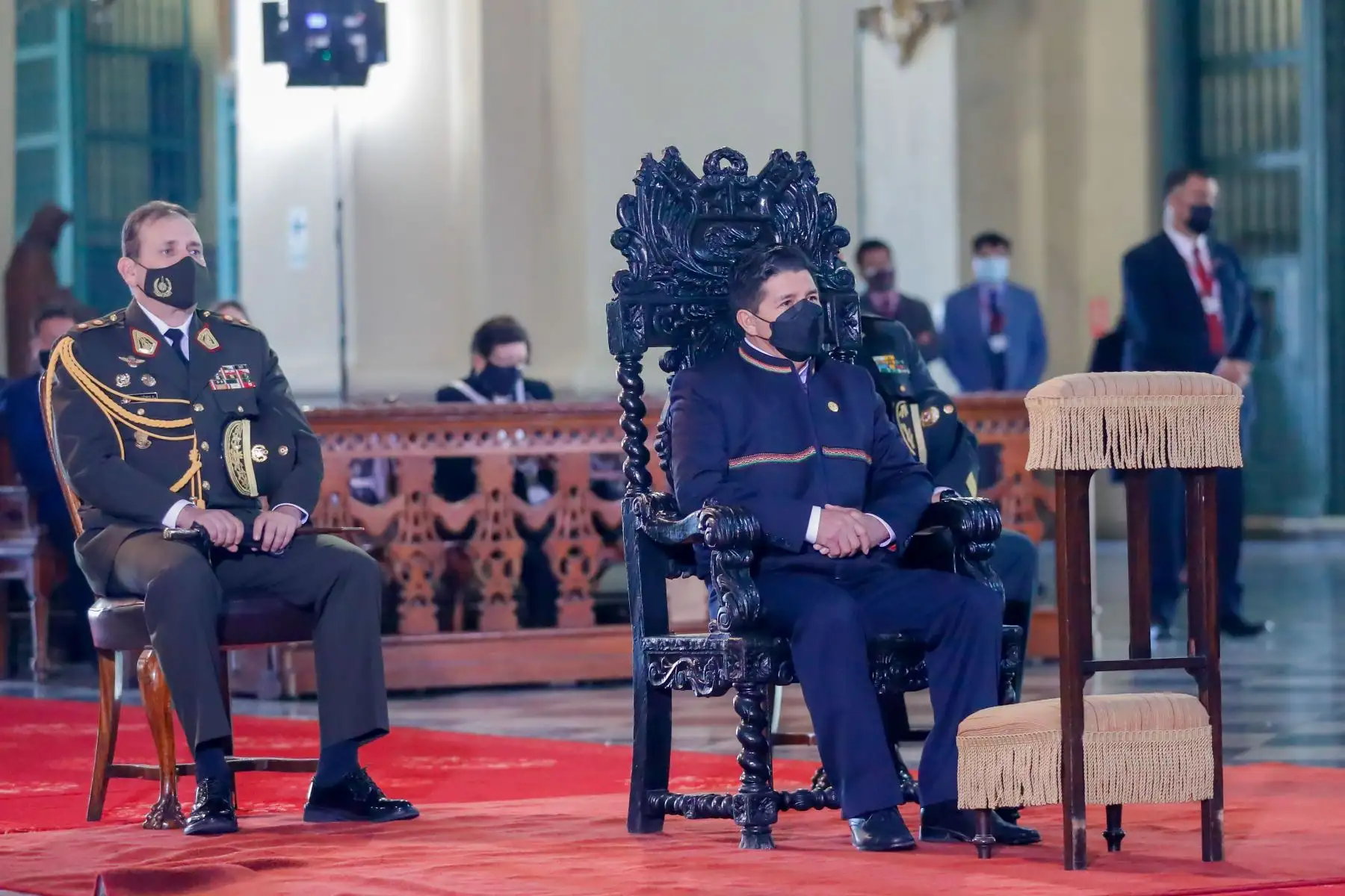 El presidente de la República, Pedro Castillo, participa en una misa en homenaje a Santa Rosa de Lima. Foto: Prensa Presidencia