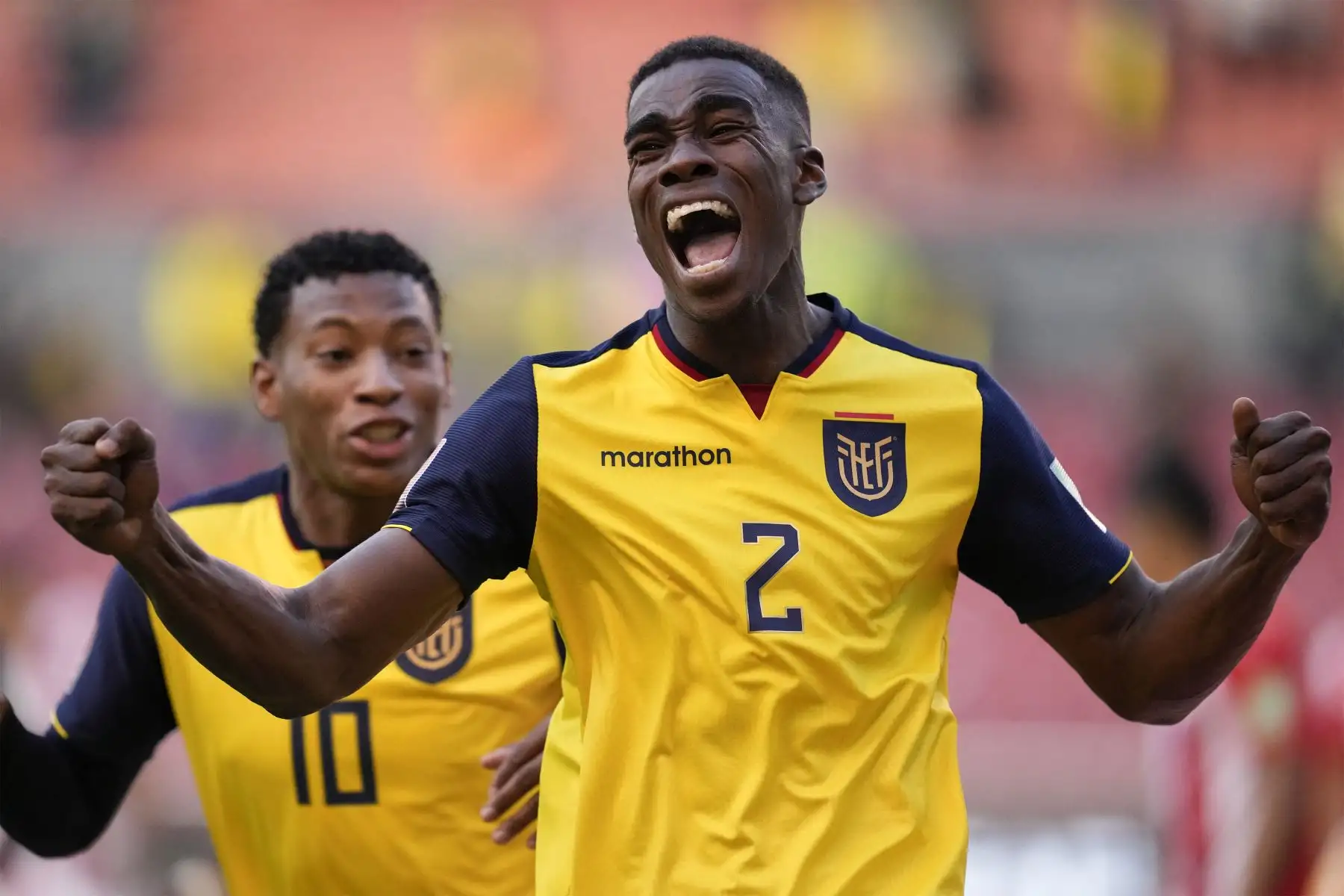 El ecuatoriano Félix Torres celebra tras anotar contra Paraguay durante el partido clasificatorio sudamericano para la Copa Mundial de FIFA Qatar 2022 en el Estadio Rodrigo Paz Delgado en Quito.
Foto: AFP