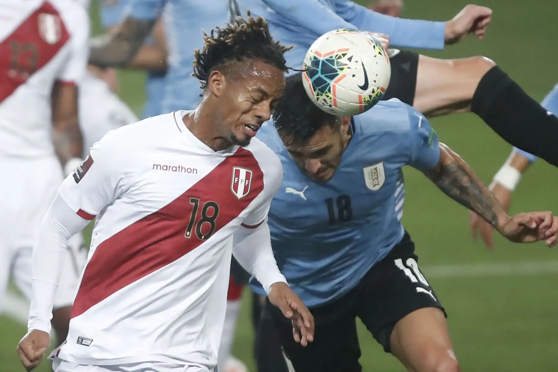 Selecciones de Perú y Uruguay se enfrentan durante el partido por la jornada 9 de las Eliminatorias Catar 2022 Estadio Nacional en Lima.
Foto: ANDINA/Juan Carlos Guzmán