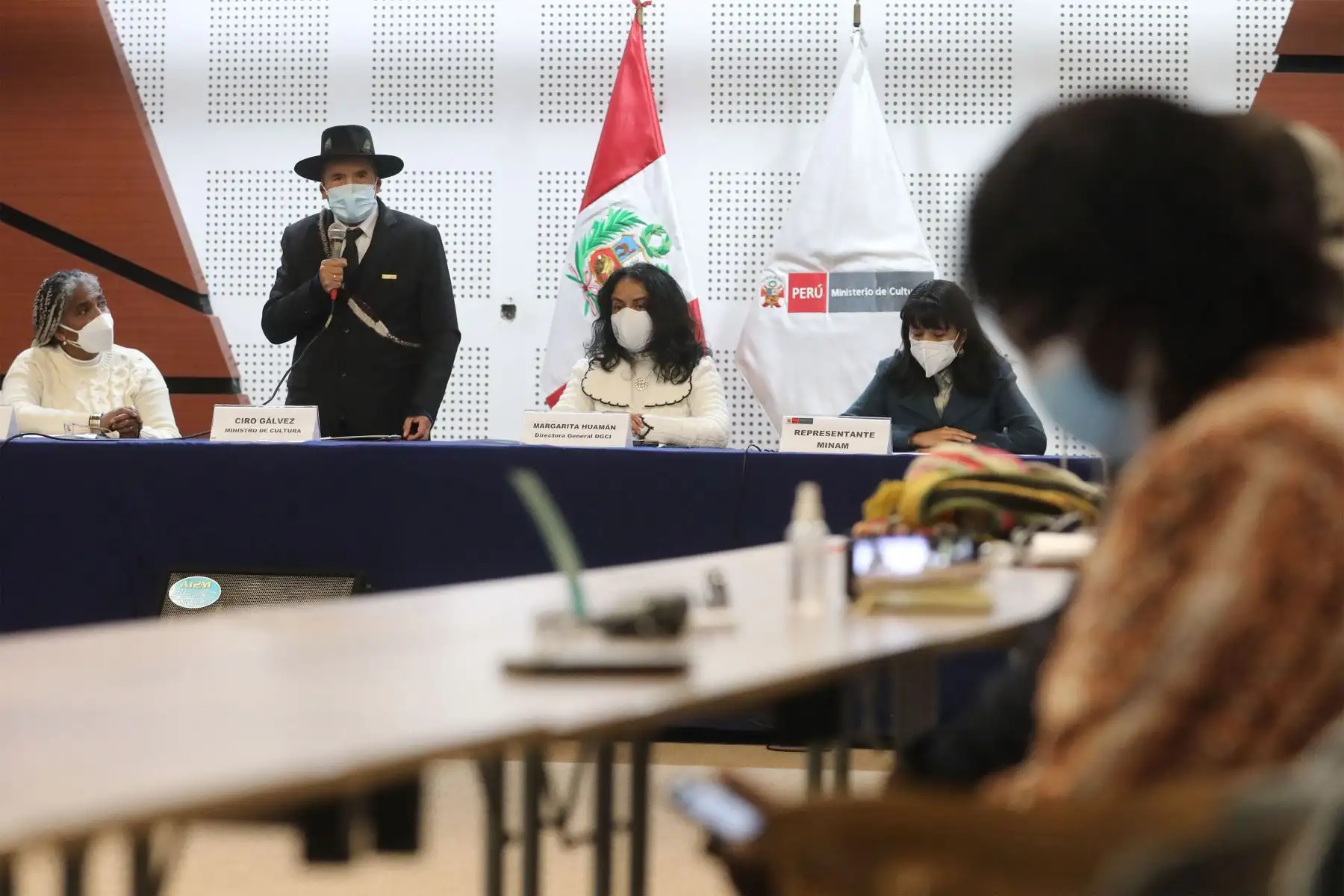 El ministro de Cultura, Ciro Gálvez  participa en la sesión de la GTPA en el marco de la consulta pública de la política nacional del pueblo afroperuano.
Foto: ANDINA/Andrés Valle