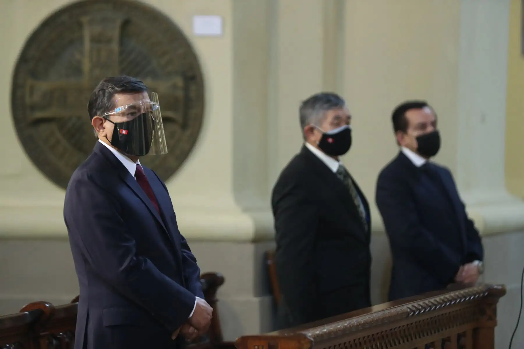 Los exmiembros del Grupo Especial de Inteligencia (GEIN), participaron en misa realizada en la Catedral de Lima, con motivo de cumplirse los 29 años de la captura del ahora fallecido Abimael Guzmán, cabecilla de la organización terrorista Sendero Luminoso. Foto: ANDINA/Carla Patiño