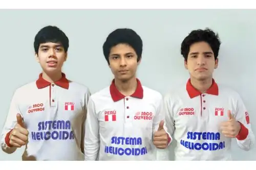 De izquierda a derecha: Alex Salhua, Edgardo Plaza y Víctor Rejas, ganadores de la 14° Olimpiada Iberoamericana de Biología (OIAB) 2021. Foto: Cortesía