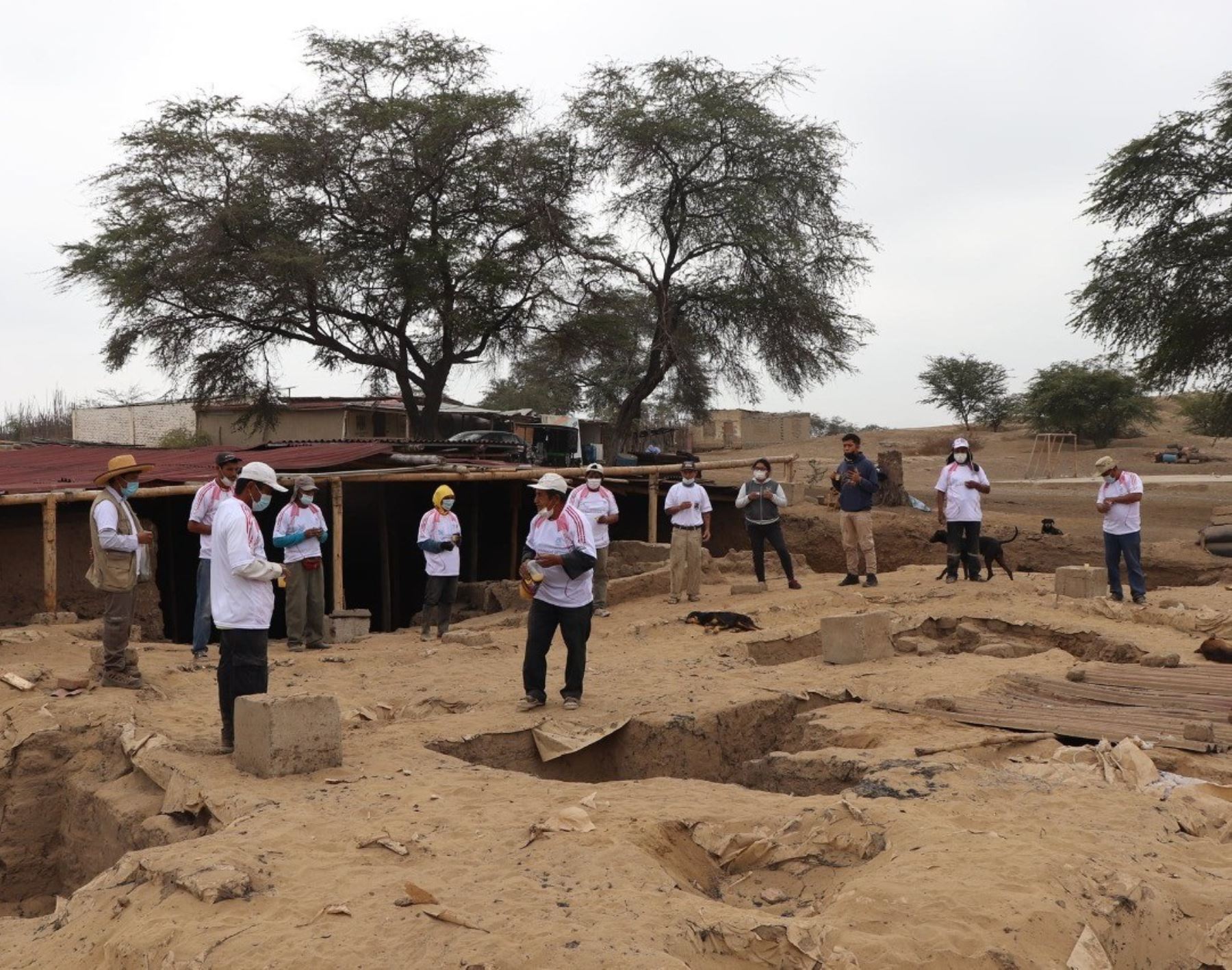 Especialistas de las universidades nacionales Pedro Ruiz Gallo y de Trujillo iniciaron hoy los trabajos de investigación arqueológica en el complejo Huaca Santa Rosa de Pucalá. Foto: ANDINA/Difusión.