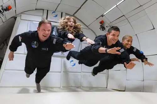 Los viajeros tendrán una espectacular visión del espacio gracias a una cúpula de vidrio que será descubierta 13 minutos después del despegue. Foto: Inspiration4 / John Kraus